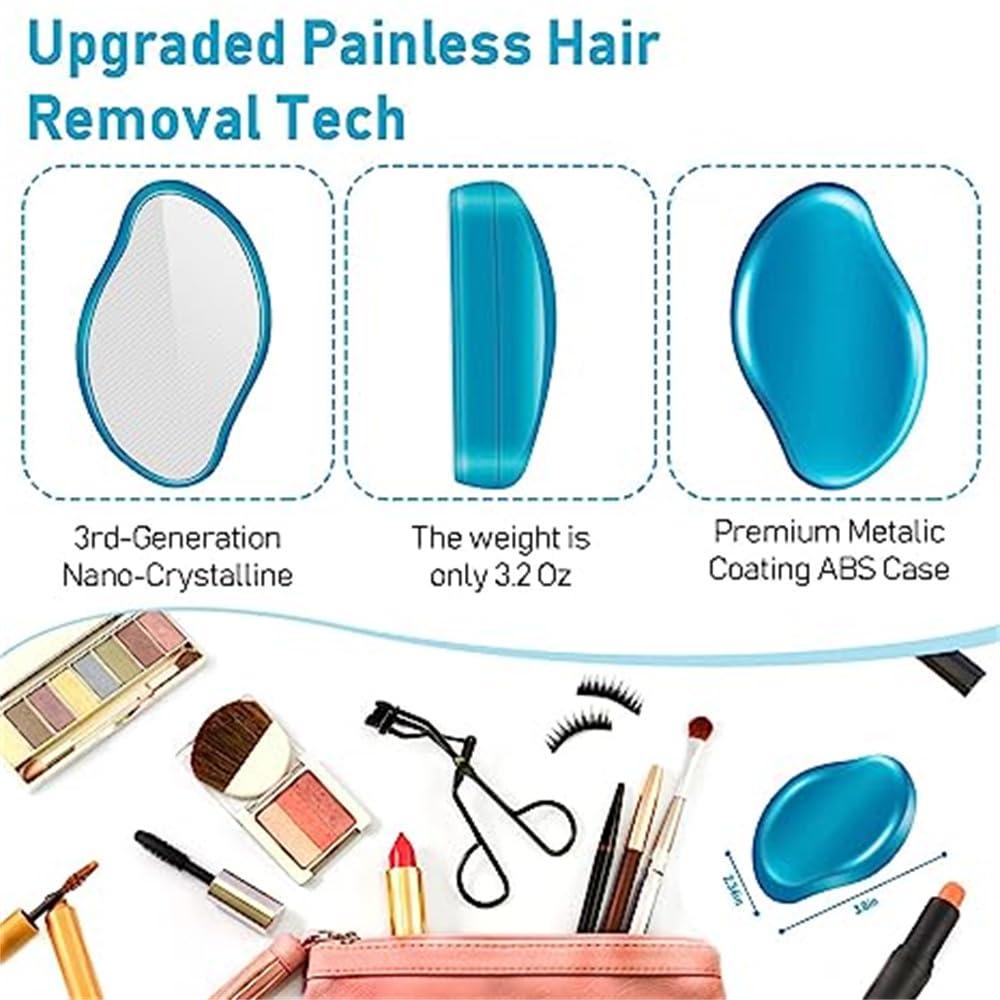 CooBAA Crystal Hair Eraser for Women and Men,Reusable Crystal Hair Remover Device, Magic Painless Exfoliation Hair Removal Tool,Magic Hair Eraser for Back Arms Legs, (Blue)