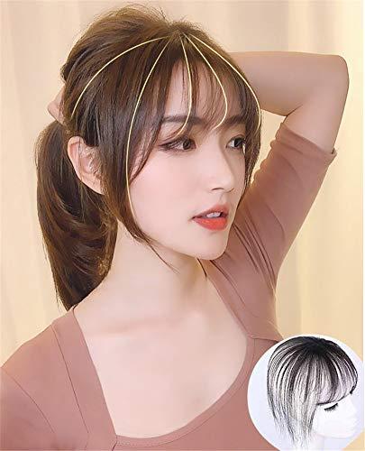 RemeeHi Human Hair Bangs with Top Piece Clip in Seamless Topper&Fringe Extension Hand Made Light Brown