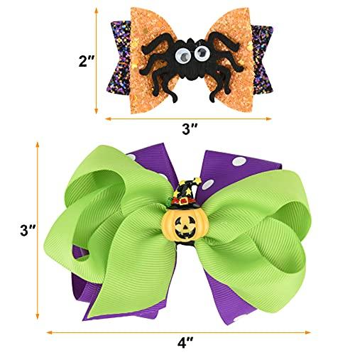 Beautyflier Beautyflier Halloween Glitter Sequin Hair Bows for Girls, Fun Theme Party Cosplay Bow Fashion Hair Clips Girls Hair Accessories (Sequins, 4pcs)