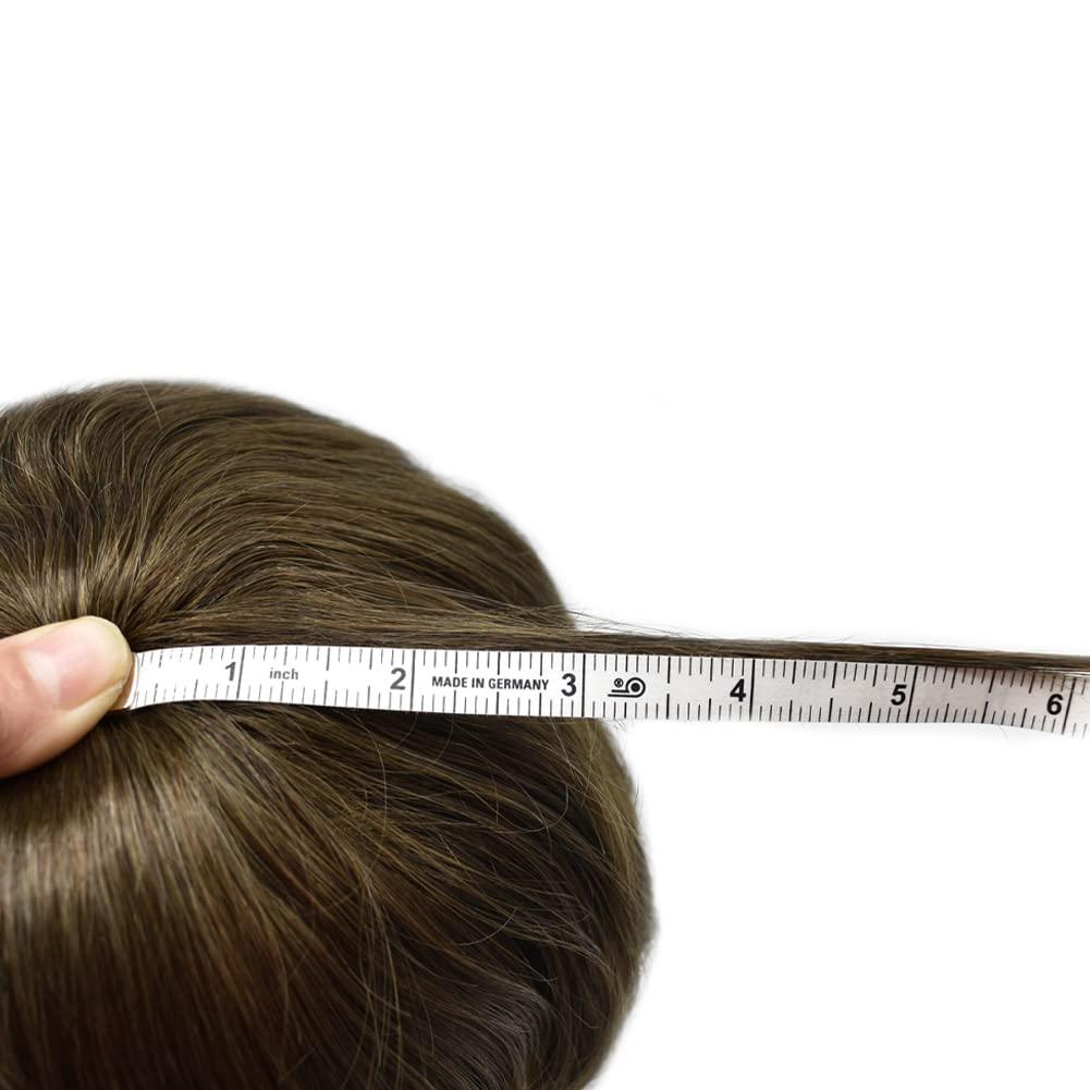 Hair Wonders Hair Wonders Toupee For Men Real Human Hair Soft Swiss Lace Mens Toupee Hair Piece Replacement System For Men Hair System Protesis Capilar Para Hombre7x9 100% light to Medium density 4# MEDIUM BROWN