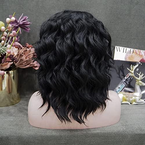 IMSTYLE IMSTYLE Short Lace Front Wig Black Synthetic Wig Short Bob Wigs for Women Natural Wavy for Cosplay and Drag Queen