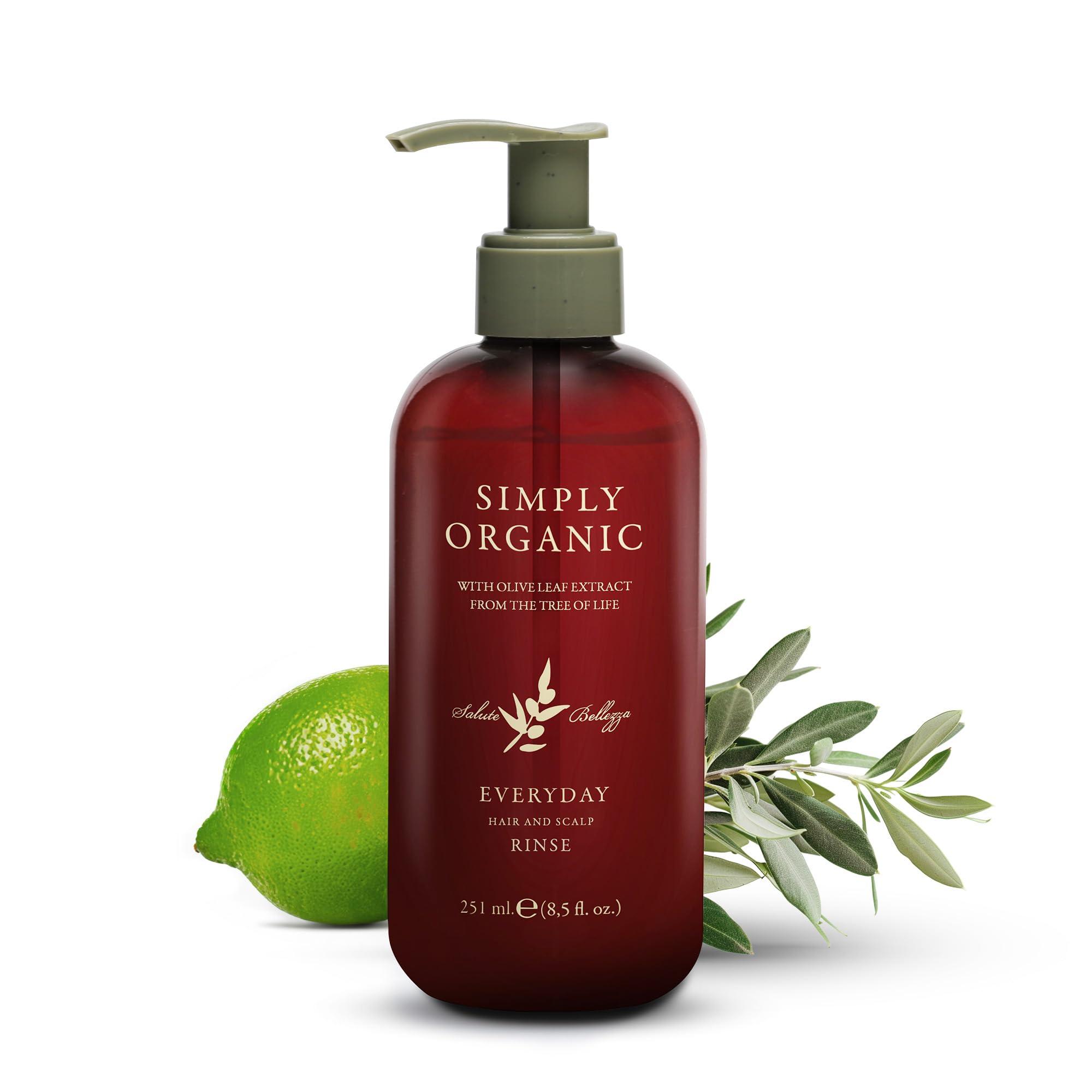 SIMPLY ORGANIC Hair & Scalp Rinse Daily Conditioner, Made in Italy, All Natural Cruelty Free Hair Care for Women & Men, Organic Olive Oil, Jojoba Oil, Spruce Tree Extract, PUMP NOT INCLUDED, 251ml/8.5floz, EVERYDAY