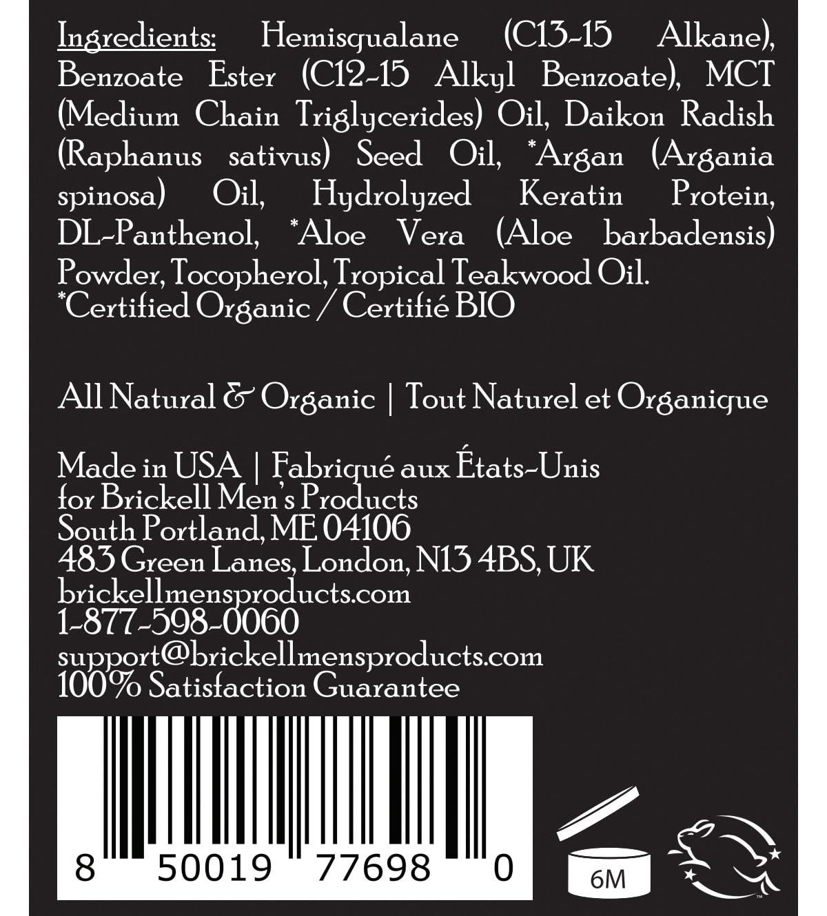 Brickell Men\'s Products Brickell Men\'s Argan Oil for Hair, Natural and Organic Hair Oil For Men, Lightweight Hair Treatment, 2 Ounce, Scented