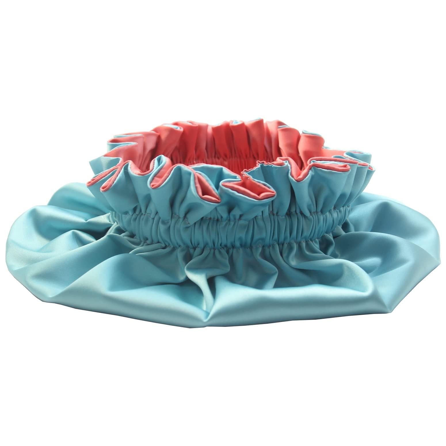 IDNUYIA White Dots Shower Cap For Women, Layers Bathing Shower Reusable Elastic Band Stretch Hem Hair Hat