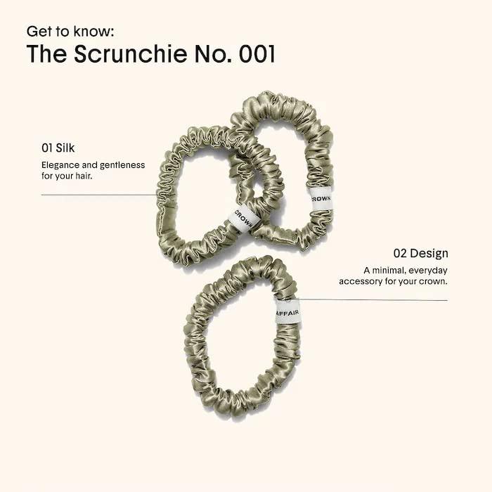CROWN AFFAIR CROWN AFFAIR - The Scrunchie No. 001 - A 3-Pack of Small, 100% Silk Scrunchies for Everyday Protection—and Fun
