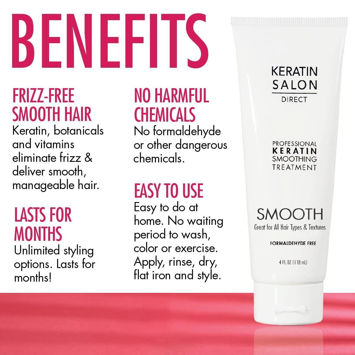Keratin Salon Direct Keratin Salon Direct Keratin Hair Treatment, 4 oz | Cream, Natural Scent, For Dry, Frizz Hair | Frizz Control, Formaldehyde Free, Salon Quality, Smoothing Treatment, Long Lasting