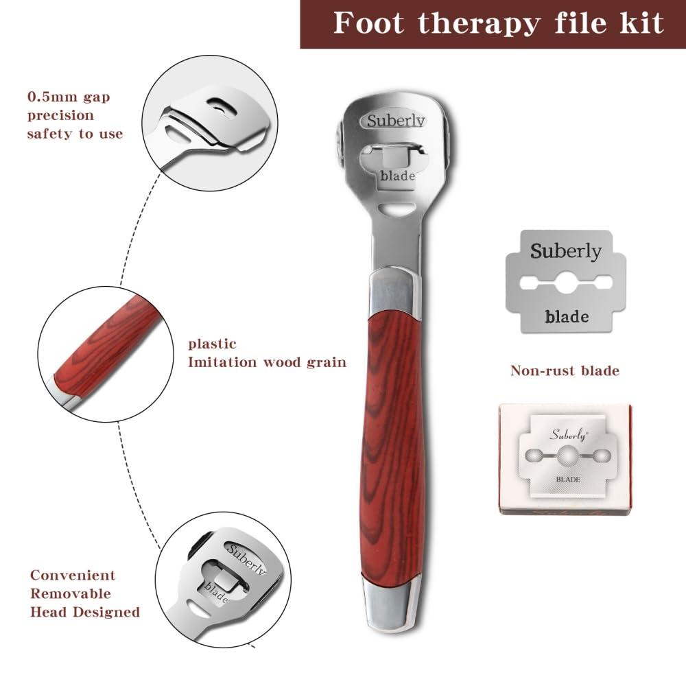 JRKOETY 2 Pack Pedicure Callus Shaver Set - Stainless Steel Foot File Callus Remover with 20pcs Blades and Plastic Handle,Foot Care Pedicure,Foot Callus Shaver Hard Skin Remover
