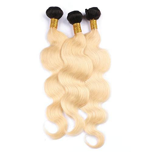 Tony beauty hair Tony Beauty Hair Blonde Ombre Hair Bundles Body Wave Ombre Weave Human Hair Bundles #1B 613 Ombre Brazilian Virgin Hair Extensions Blonde Dark Roots Hair Bundles 300Gram Mixed Length (26 26 26)