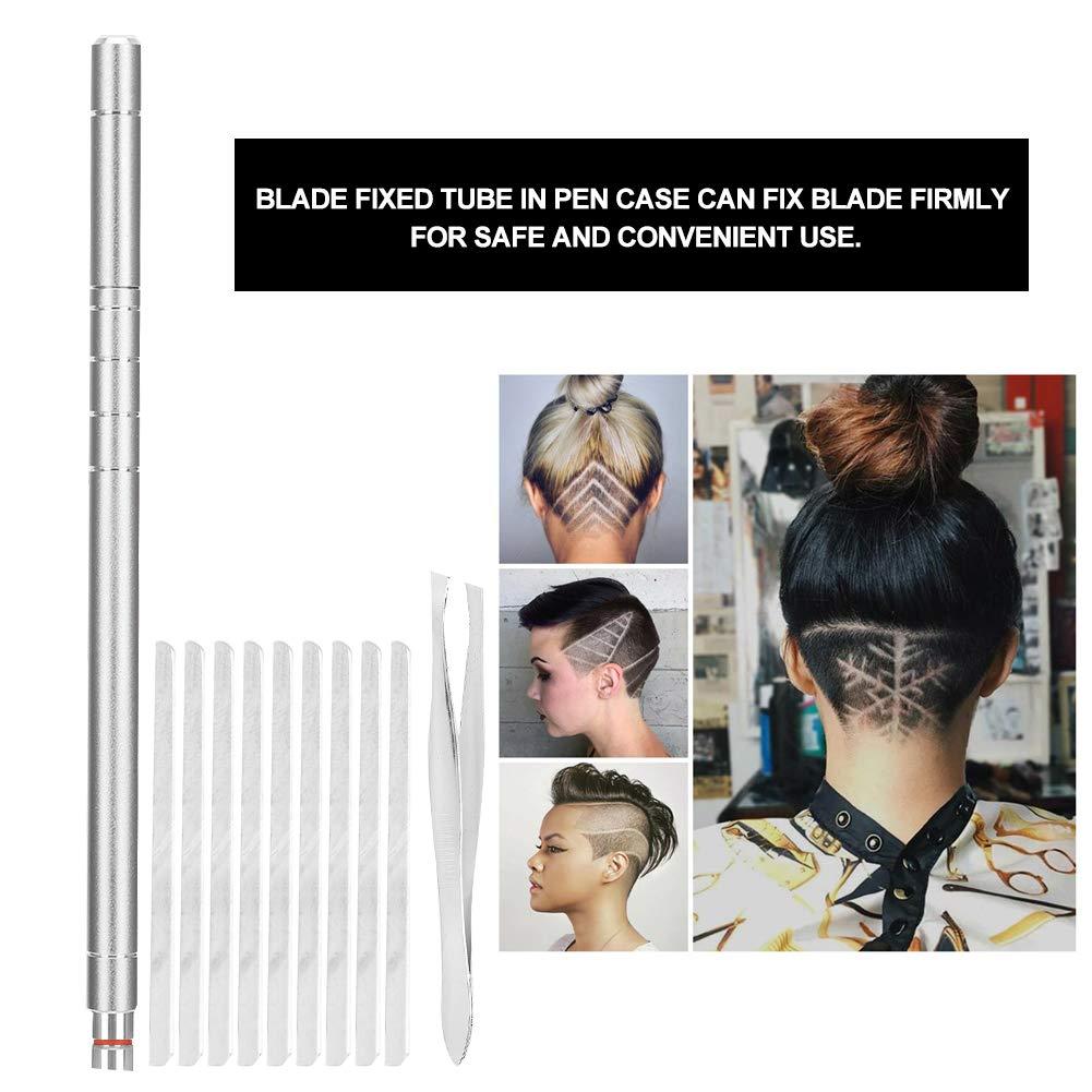 Yosoo Health Gear Hair Engraving Pen, Eyebrow Shaving Pen, Pen Razor for Hair Tattoo, Professional Hair Engraving Pen Kit Stainless Steel Eyebrow Beard Shaving Trimmer (Silver)