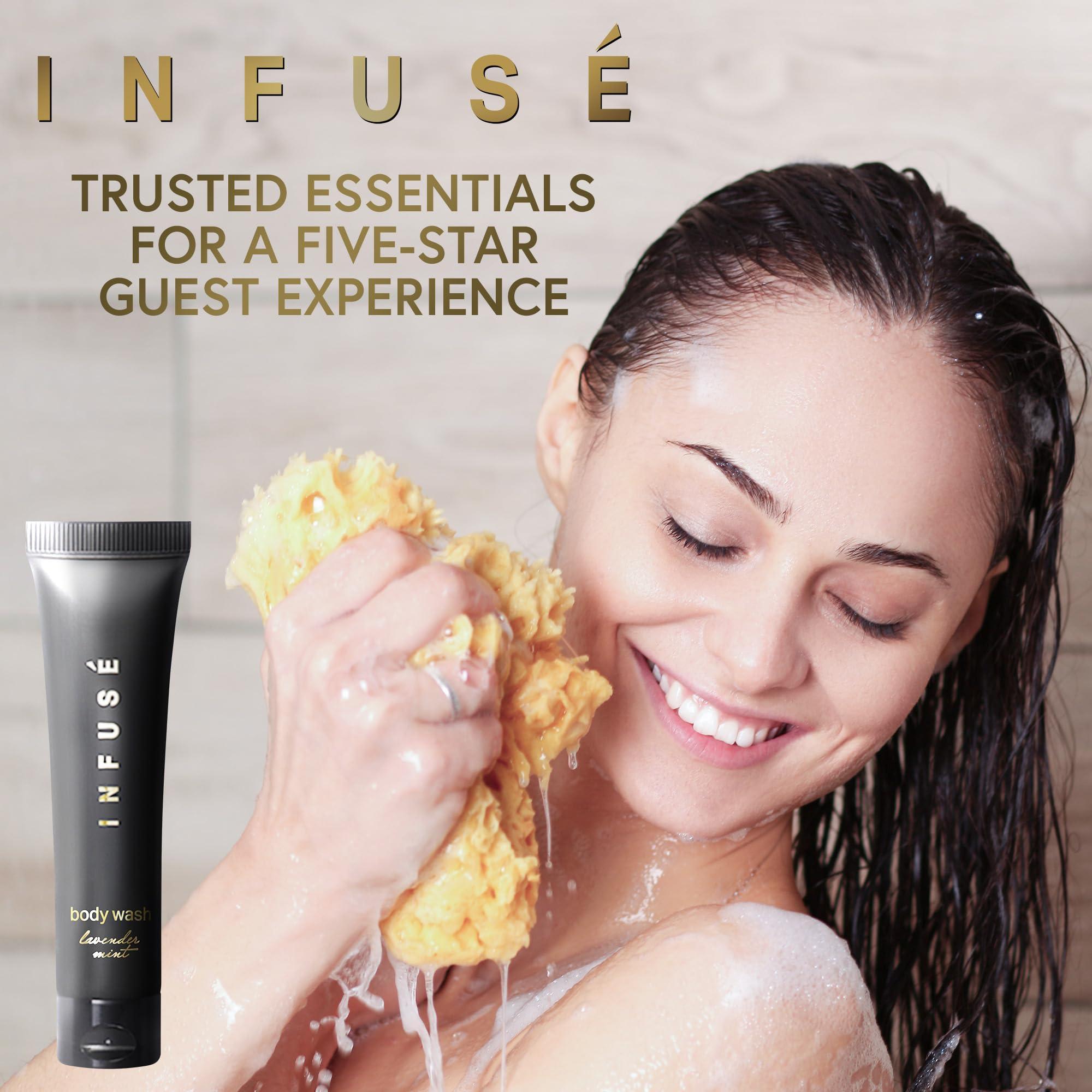 Infuse Infuse Black Hotel Toiletries Bulk | 1 oz Body Wash Travel Size | For Hotels, Vacation Rentals, Gym, Luxury, Airport | Case of 20