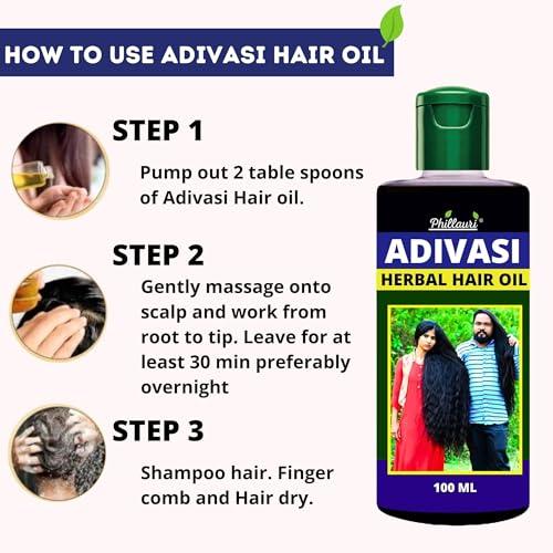 Phillauri Original Adivasi Herbal Hair Oil - 2 Pack for Hair Growth and Hair Fall Control, with 101 Rare Herbs, Unscented, 6.76 Fl Oz each, Unisex