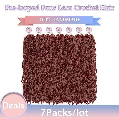 LocsGuard LocsGuard Ginger Faux Locs Crochet Hair Soft Locs 18 inch 7 Packs Natural Butterfly Locs Crochet Hair For Black Women Goddess Locs Crochet Hair (18 Inch (Pack of 7), 350#)