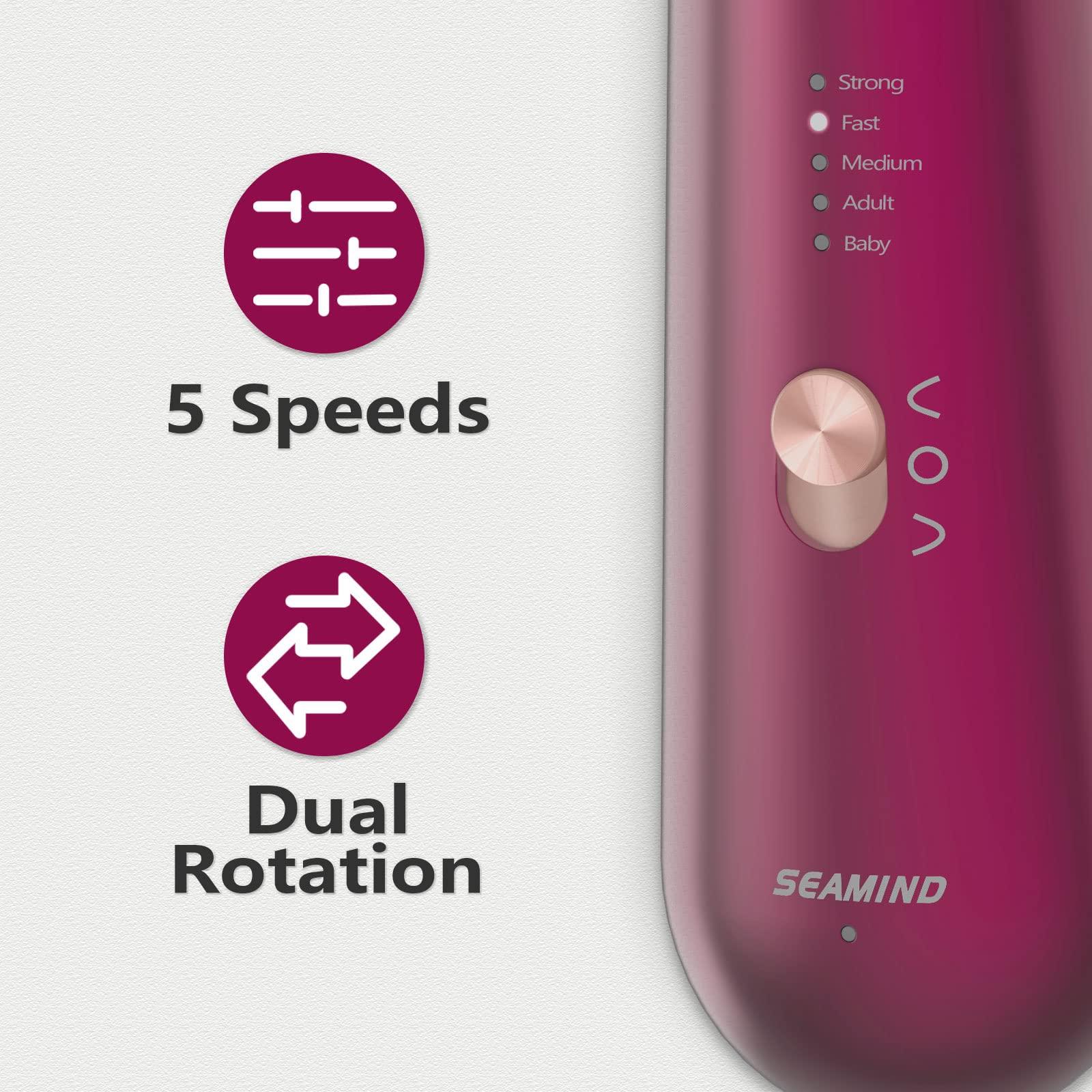 SEAMIND Professional Manicure Pedicure Set, Cordless Electric Nail File Kit, Rechargeable Nail Grinder for Thick Nails, 5 Speeds Hand Foot Nail Care Trimmer Buffer Tools