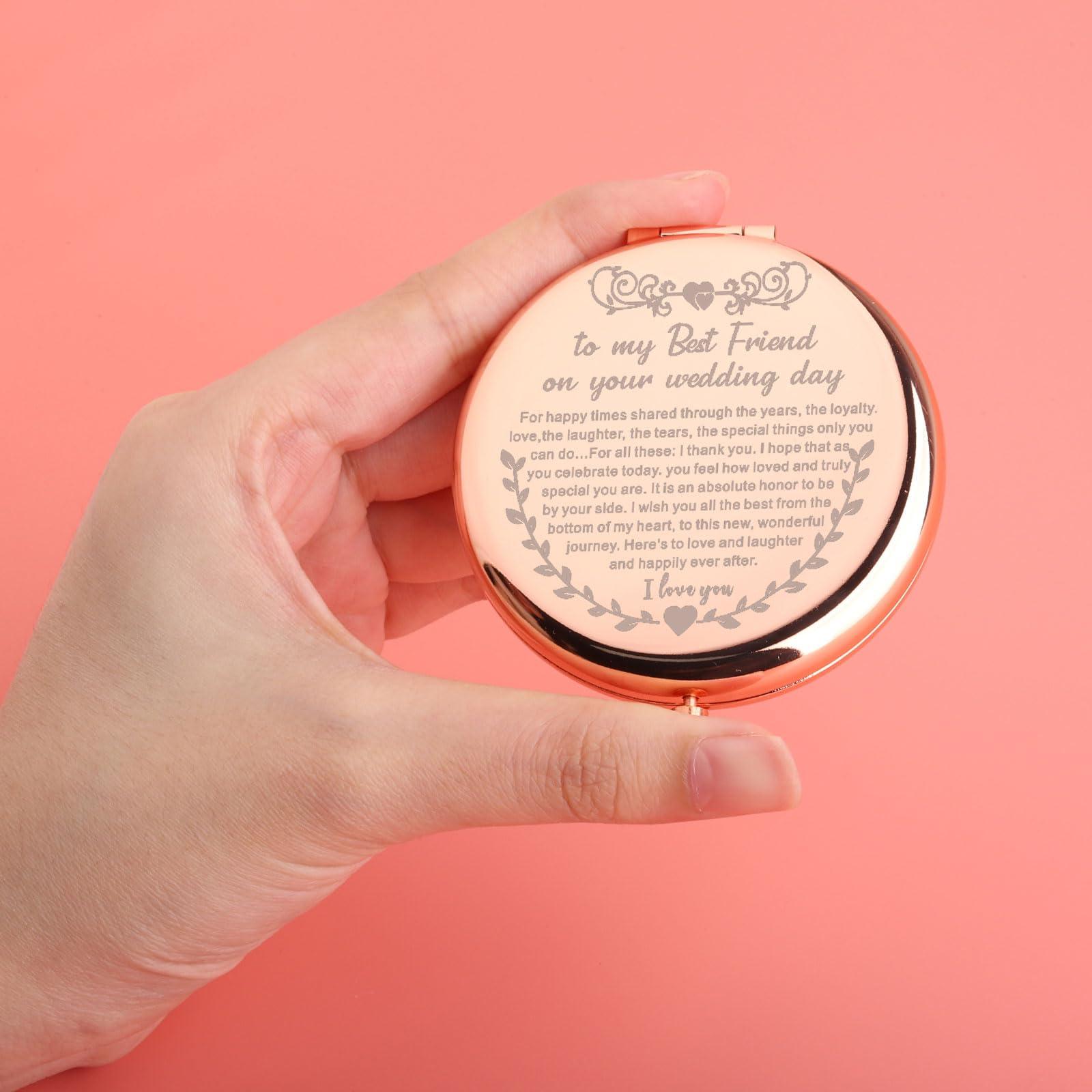 UJIMS UJIMS to My Best Friend on Your Wedding Day Gifts for Bride Best Friend to Bride Makeup Mirror Wedding Gift for Bride (Best Friend to Bride Mirror)