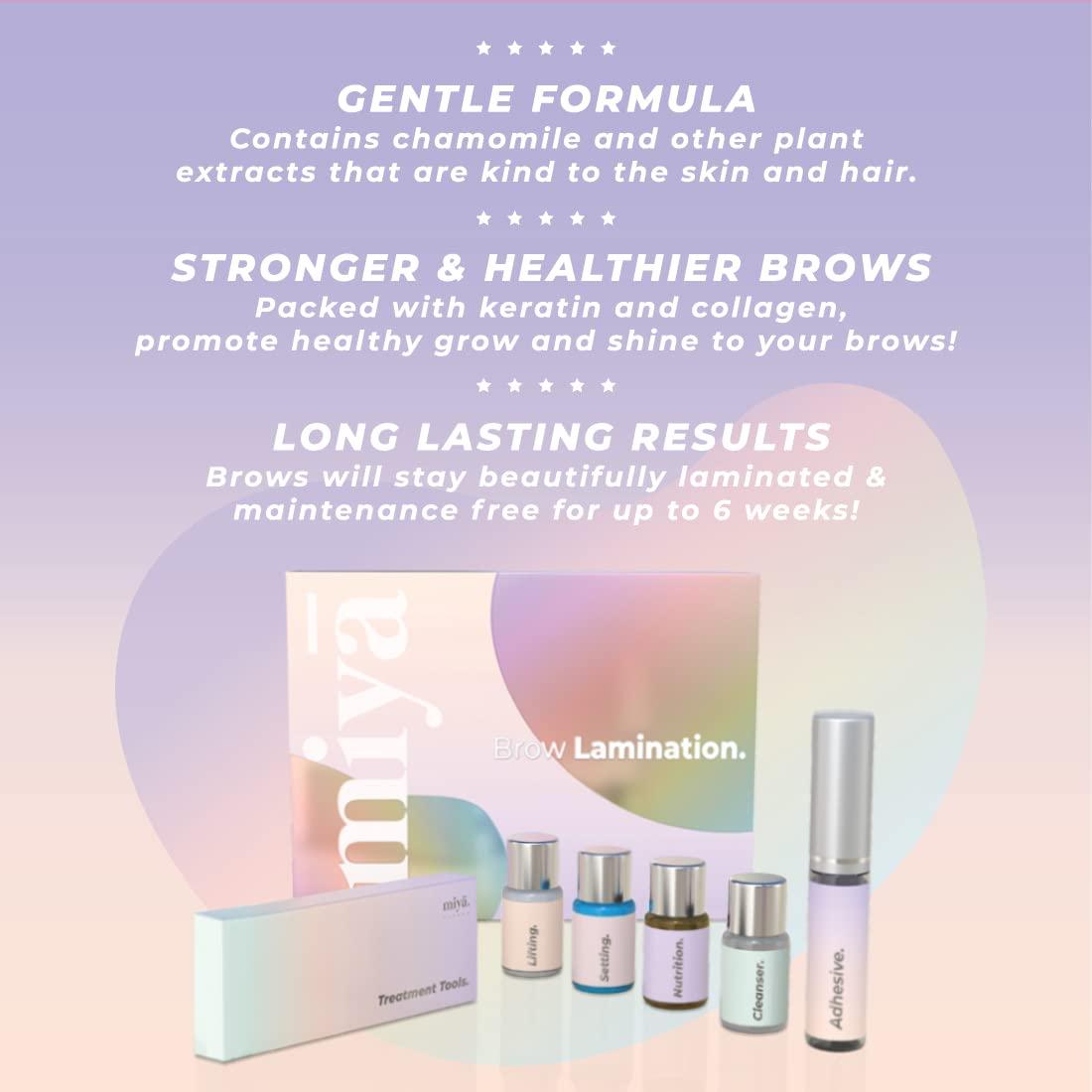 MIYA LASH MIYA LASH Brow Lamination Kit | Professional Eyebrow Lamination with Keratin | DIY Brow Lift Kit | Fuller, Thicker Brows for 6 weeks | Includes Easy to Use Instruction, Treatment Tools & Brushes
