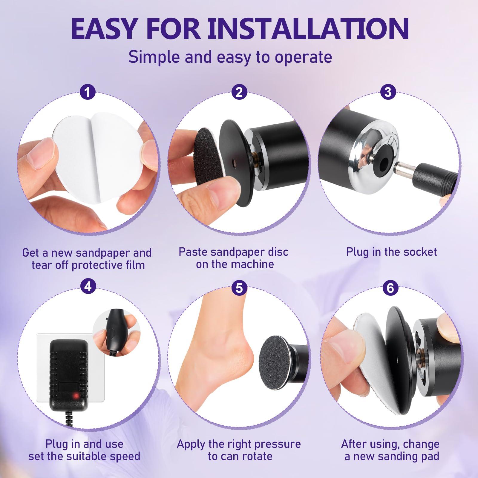 krofaue krofaue Electric Callus Remover - Electronic Foot File Grinder with Speed Controller and 60PCS Replacement Sandpaper Disk Professional Pedicure Tool for Men Women Feet Dry Dead Skin Black