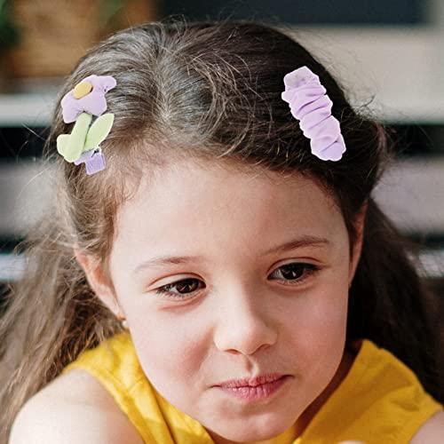 EXCEART EXCEART 5pcs Tulle Butterfly Hair Clip kids hair clips bow hair clips purple flower hair clip suits for kids purple outfits purple suit kid hair clips sweet girl hair accessories plastic