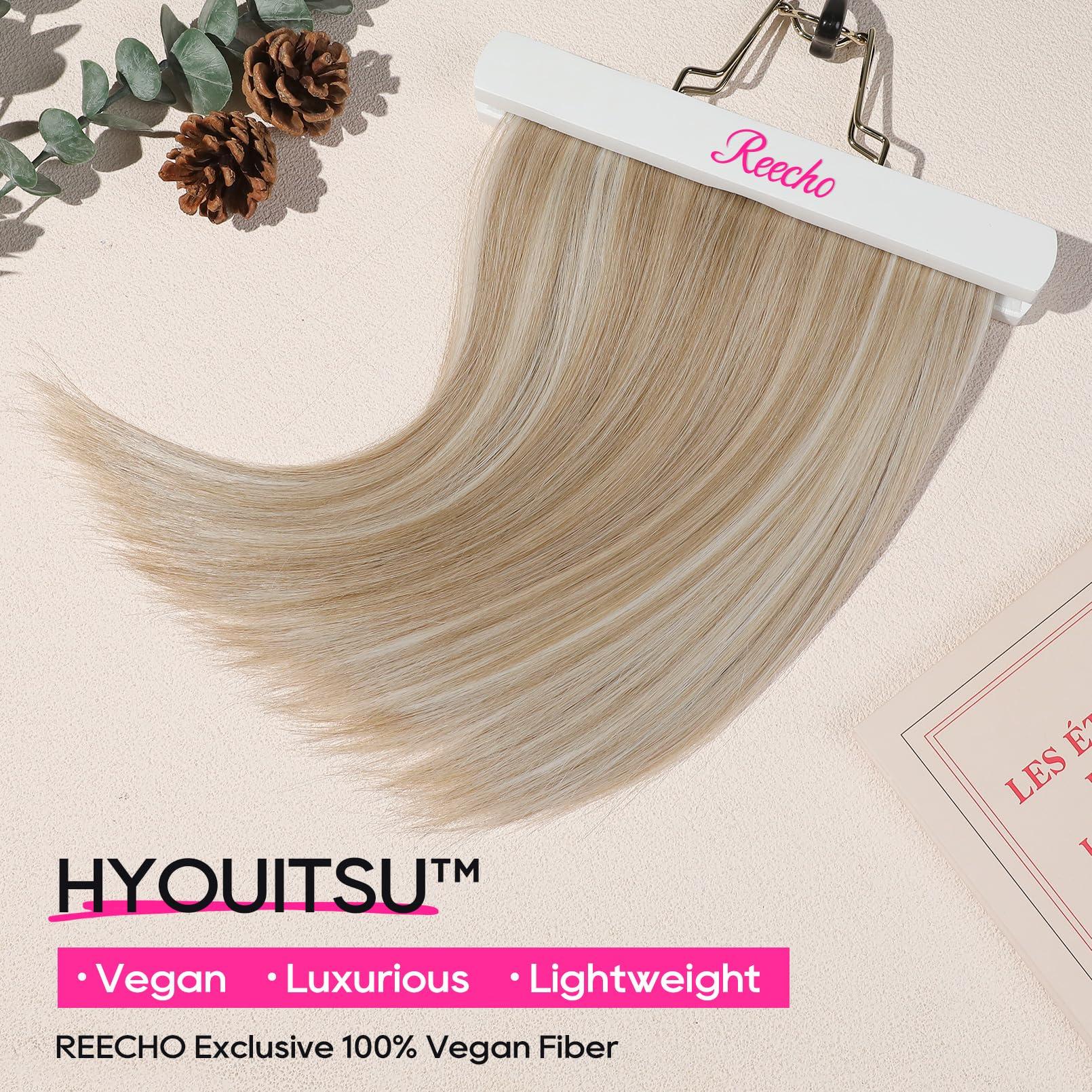 REECHO REECHO Invisible Wire Hair Extensions with Thinner Softer Lace Weft 12\" Short Straight Clips in Secret Hairpiece for Women 12 Inch (Pack of 1) - Honey Blonde with Highlights