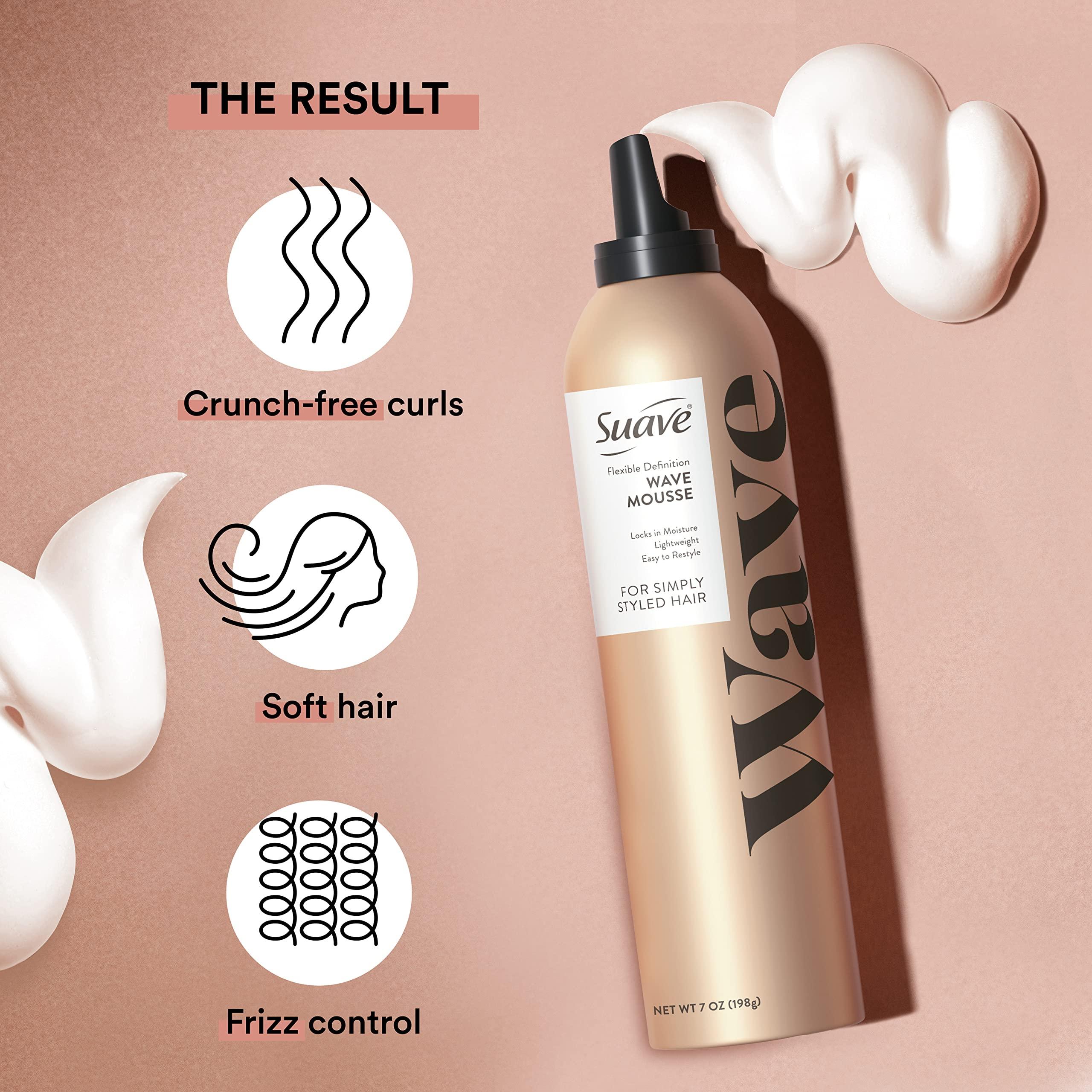 Suave Suave Simply Styled Lightweight Hair Mousse, Wave Mousse Locks in Moisture for Crunch Free Curls 7 oz