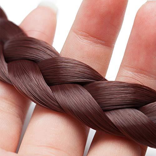 S-noilite Braided Headband Plaited Hair Band Chunky Braided Headband Elastic Stretch Braid Hairband Wide Plaited Braids Blonde Black Synthetic Hairpiece (Small-three strands braided, M33C)