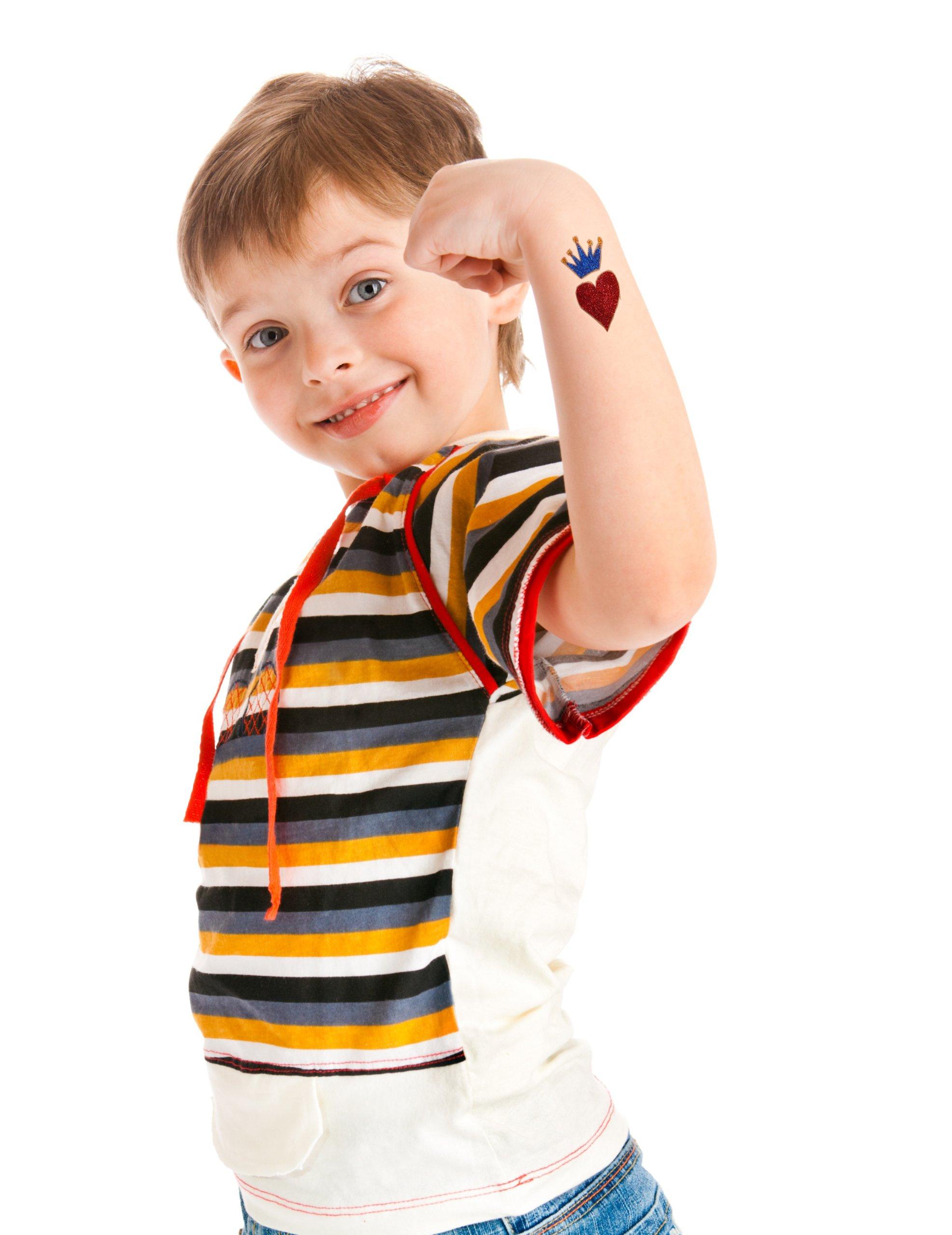 GlitZGlam Original Glitter Tattoo Kit and Temporary Tattoos with 6 Large Glitter Pots, Body Adhesive, Stencils and 2 Cosmetic Brushes