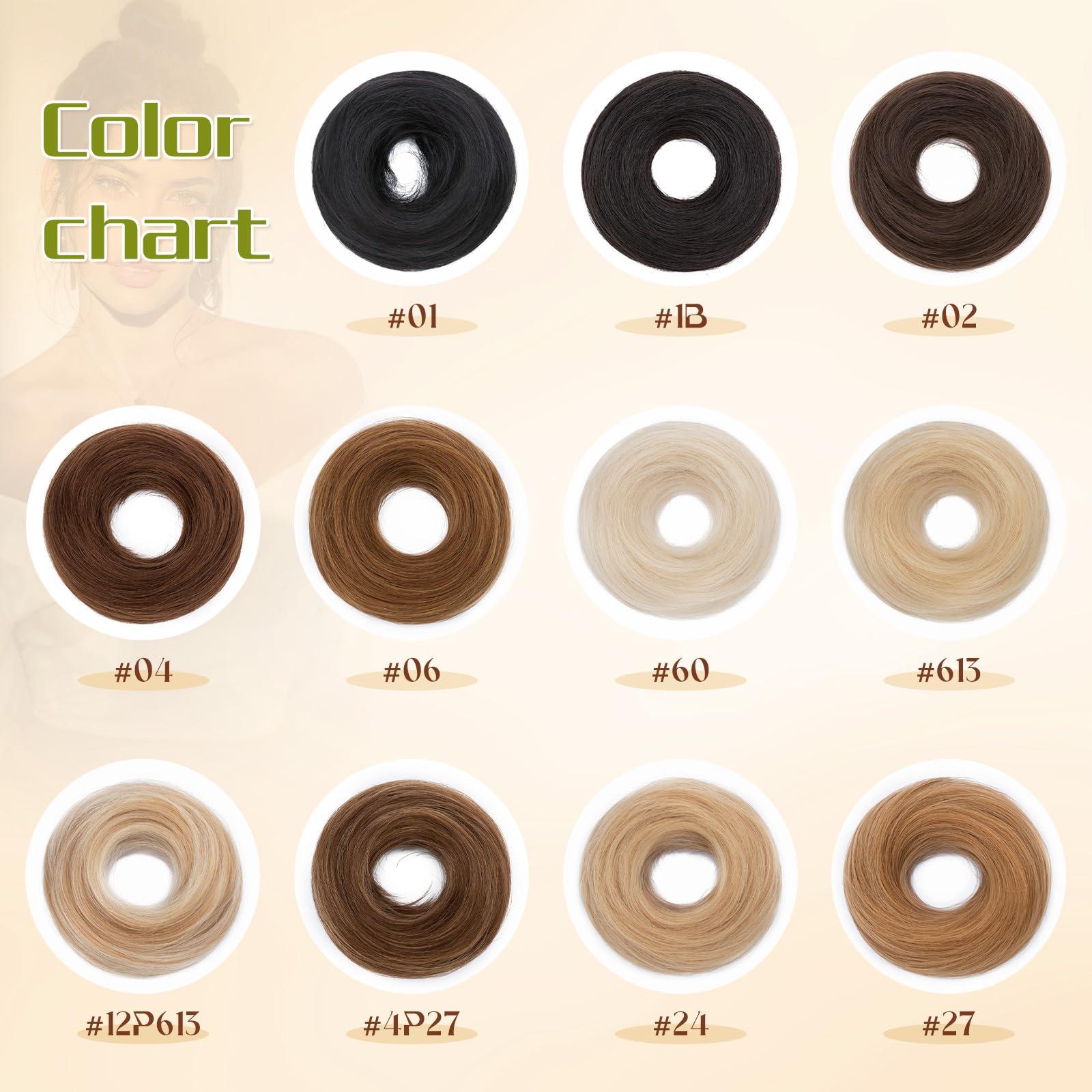 Hairro Hairro Messy Bun Hair Piece Human Hair Blonde Hair Bun Updo Elastic Band Scrunchies For Women Childrens Natural Faux Hair Bun Elegant Ballet Bun 25g #27 Dark Blonde