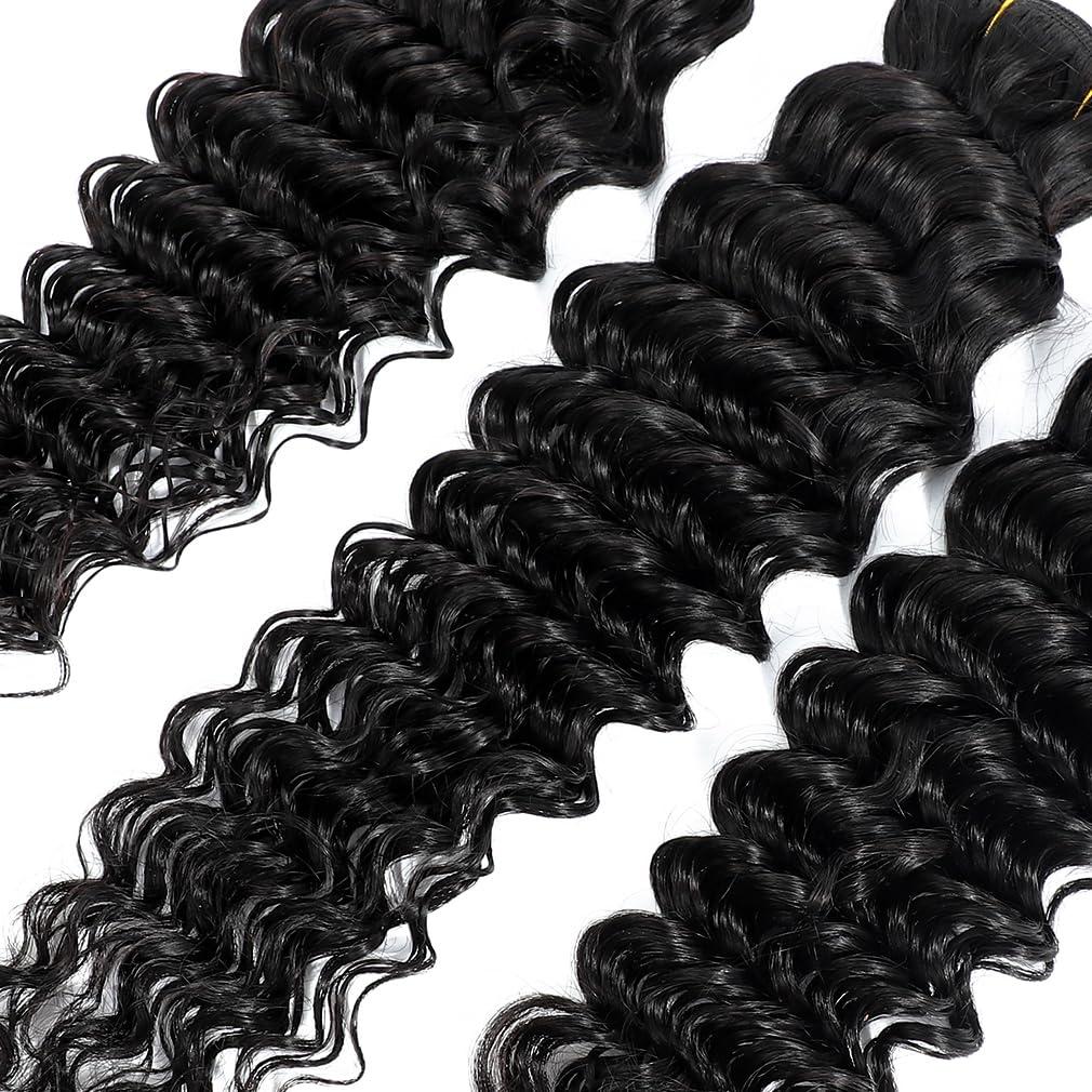 Uesoels Deep Wave Human Hair Bundles 30 Inch Bundles Human Hair Brazilian Virgin Weave Bundles Human Hair Unprocessed Brazilian Virgin Weave Bundles