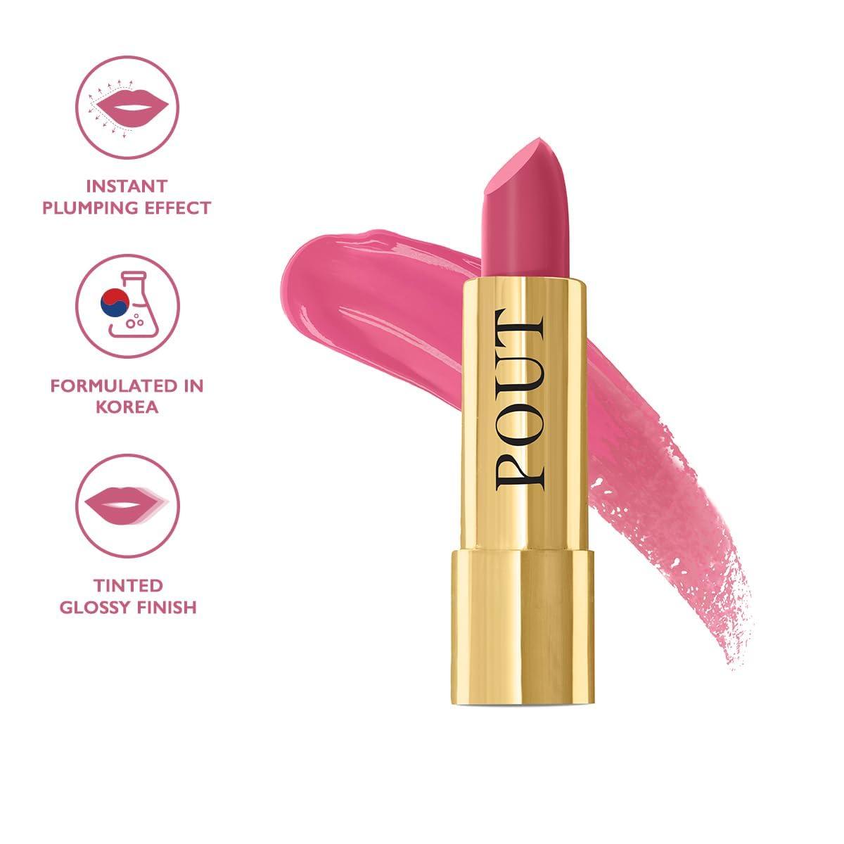 My.Glamm POUT by Karan Johar Tinted Plumping Lipstick | Glossy for Women With Petal Glow Finish | Buildable Colour & Shine | Moisturising Formula | Poutitude (Fuschia Pink Shade) | 3.5g