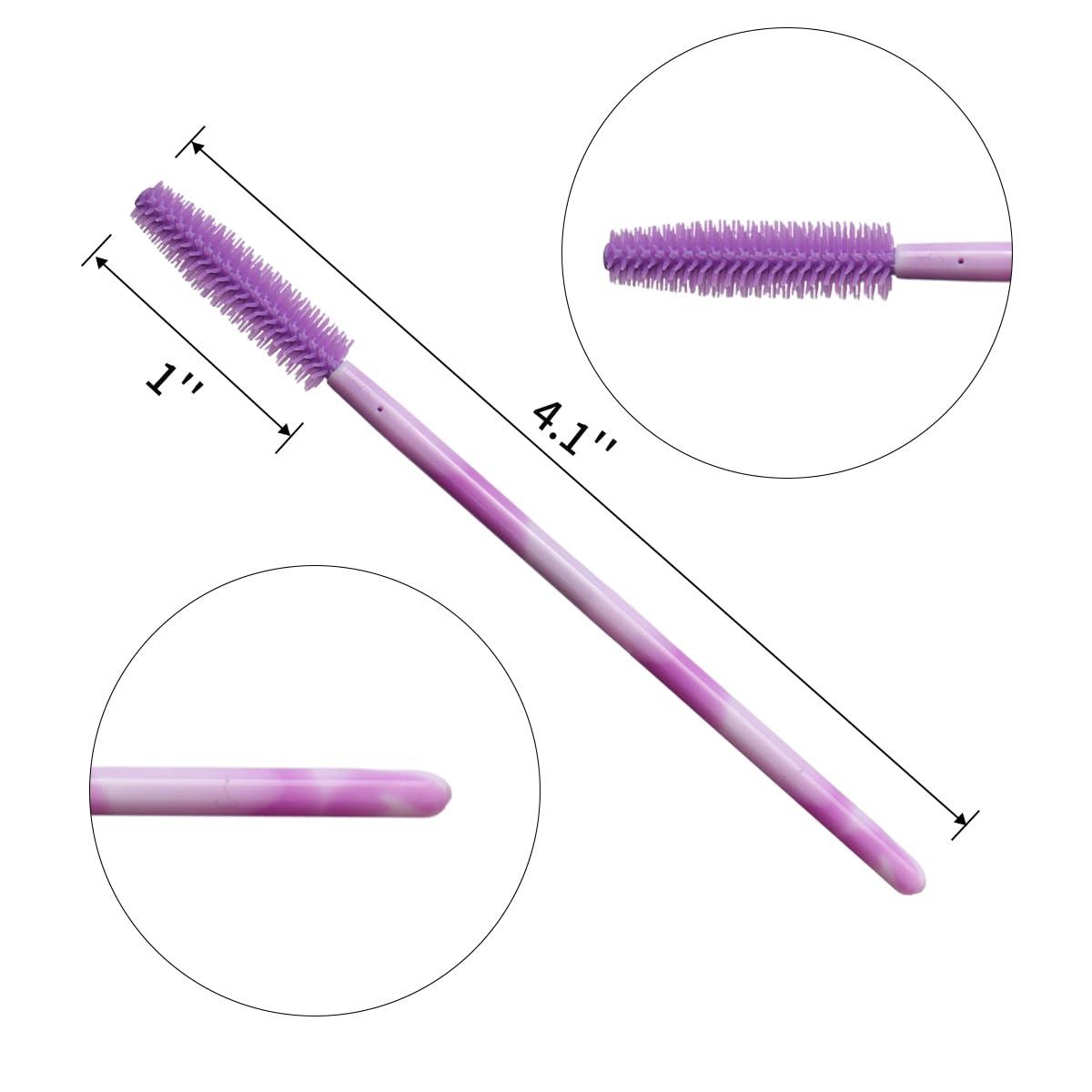 Mekupeu Mekupeu 50pcs Silicone Mascara Wand,Disposable Eyelash Brushes,Soft Lash Spoolie Brush For Eyelash Extensions (Deep purple)