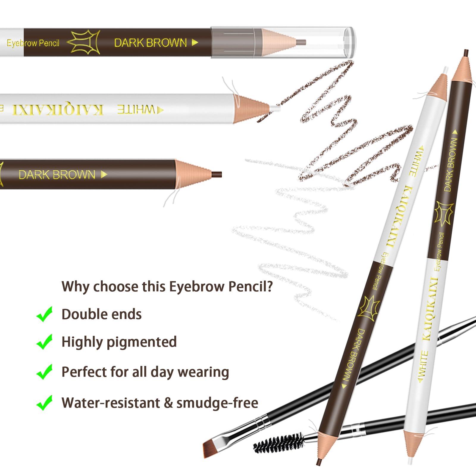 KAIQIKAIXI Eyebrow Pencil, Waterproof Professional Makeup Micro Brow Pencil,Eyebrow Pencil Case With Double Head And Eyebrow Brush Ultra Fine Hard Pen Refill