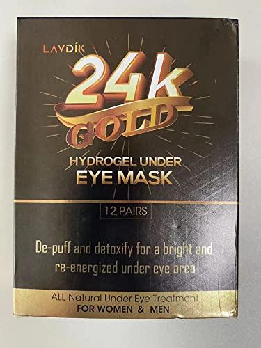 LAVDIK LAVDIK Under Eye Patches, 24K Gold Eye Mask - 12 Pairs, Collagen Eye Patch for Puffy Eyes and Dark Circles and Anti-Aging, Deep Moisturizing Eye Treatment Masks for Women and Men