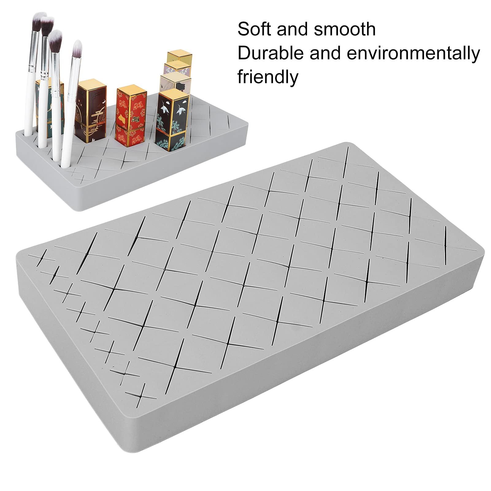 ZJchao Lipstick Storage, Makeup Organizer, Lipstick Holder Beauty Product Storage Box Makeup Storage Organizer Silicone Makeup Cosmetic Display Stand For Crayo Nail Polish(gray)