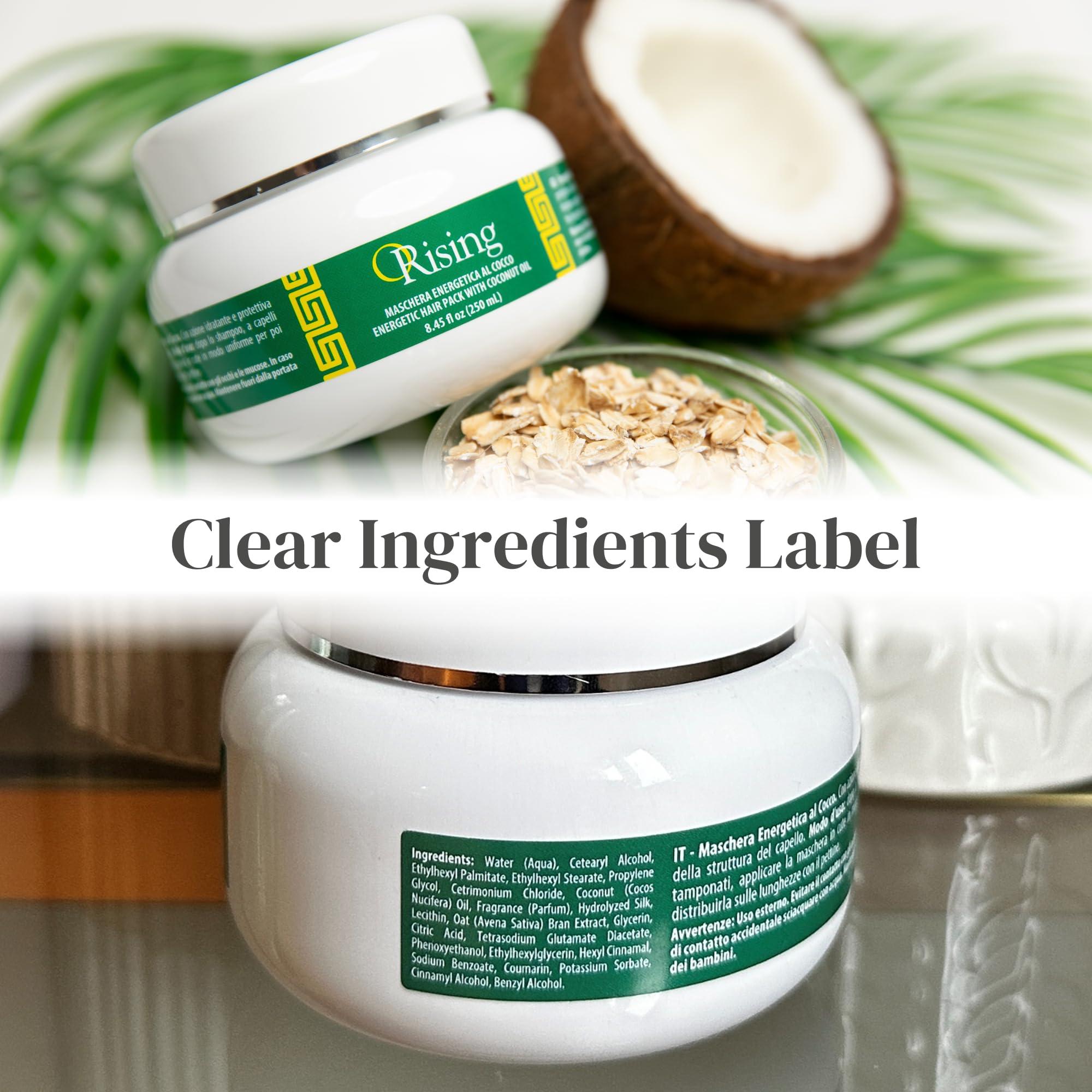 Orising Orising Hydrating Hair Mask for Dry Hair - Made in Italy - Deep Conditioner for Dry Damaged Hair, Virgin Coconut Oil & Oat Conditioning Hair Treatment for Dry Damaged Hair, Hair Moisturizer (8.45 Oz)