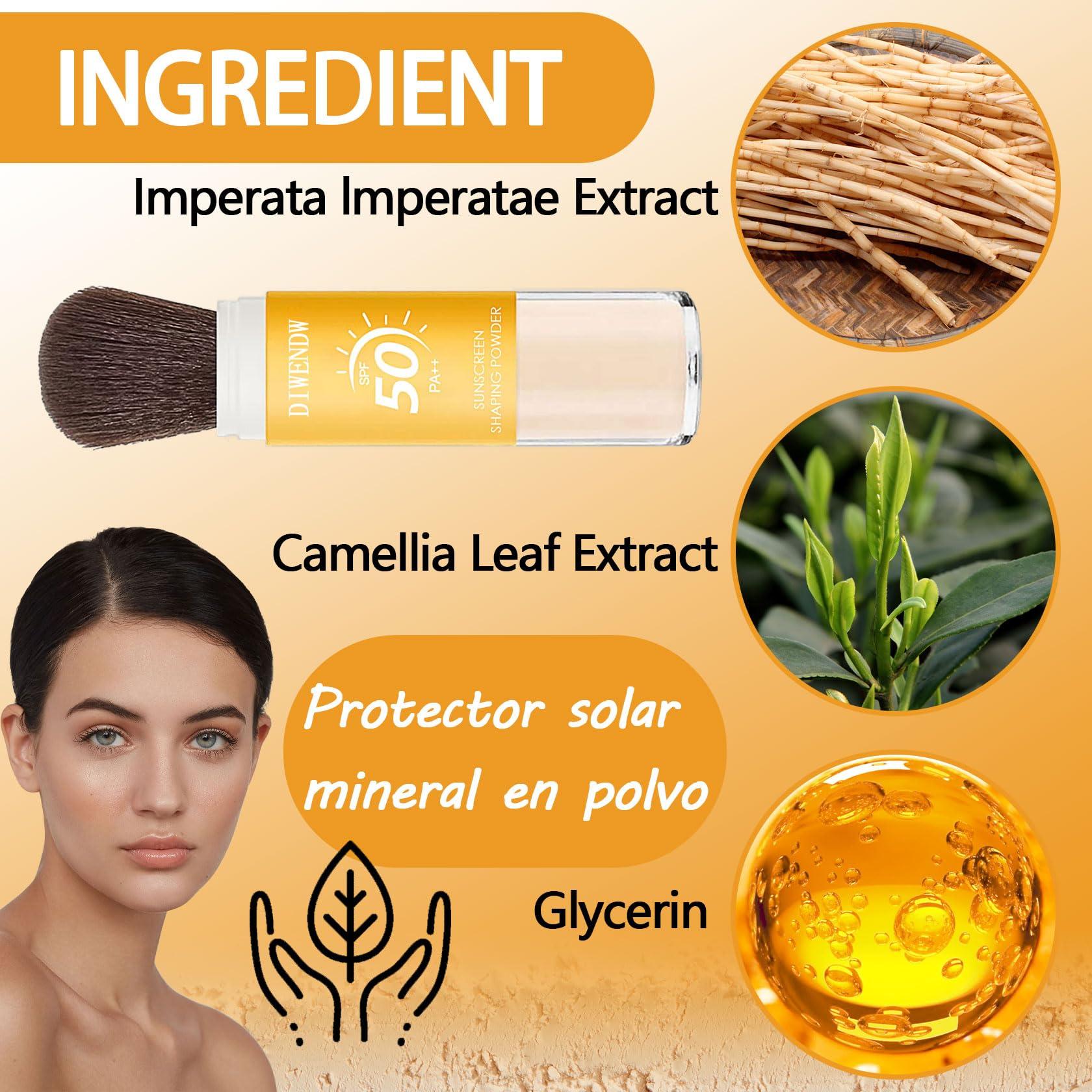 DWDiWen Mineral Sunscreen Setting Powder SPF 50 PA++,Breathable Sun Screen with Brush,Lightweight Long Lasting Oil Control Face Sunscreen,Matte Concealer Setting Powder for All Skin Types