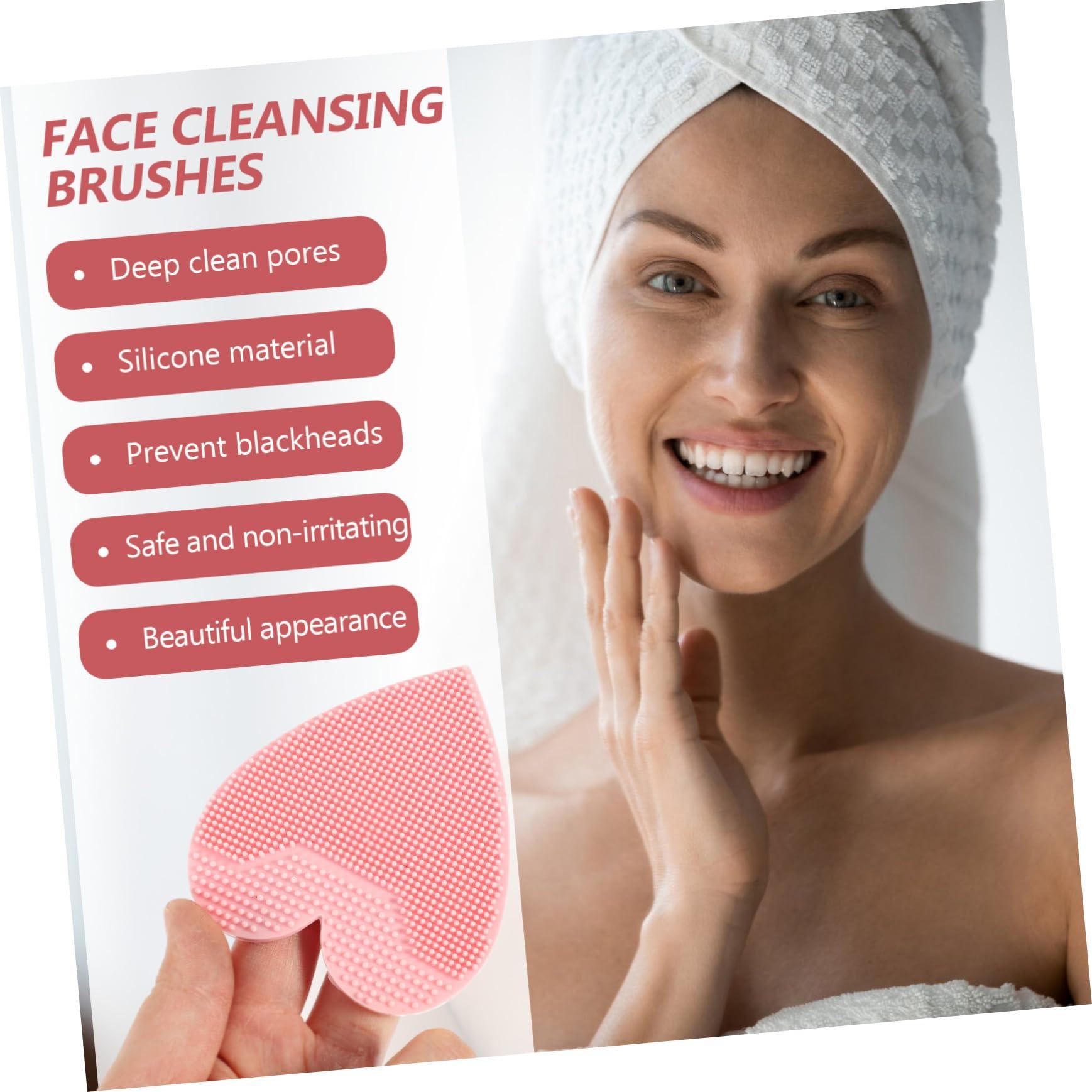 SOESFOUFU SOESFOUFU Manual Face Cleansing Brush Set 4pcs Love Heart Design for Deep Pore Cleaning