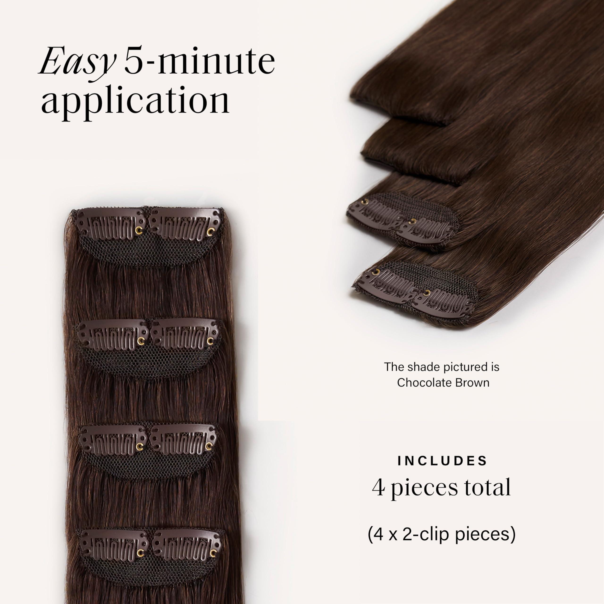 Luxy Luxy Hair 12\" Chestnut Brown Scalp Hair Fill-Ins Clip-In Hair Extensions (30 grams) 100% Remy Human Hair, For Thinning Near Scalp, 4-Piece Set, Mimics Hair Growth