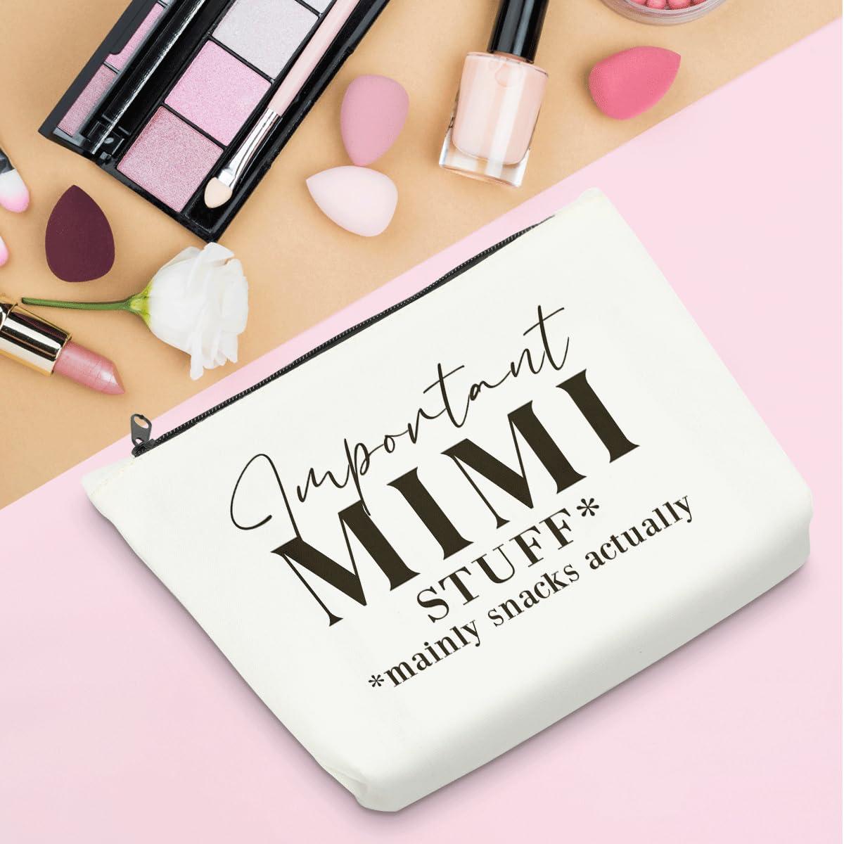 FBCCZEY FBCCZEY Mothers Day Mimi Gifts Grandma Grandmother Gifts for Mimi, Grandma Cosmetic Bag, Important Mimi Stuff Makeup Bag, Nana Mothers Day Birthday Retirement Gifts for Grandma Makeup Pouch