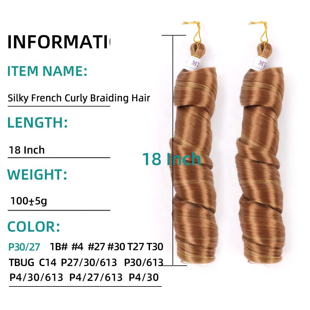 Mtmei hair Mtmei hair French Curly Braiding Hair for Box Braids 8 Packs 18 Inch 100G/Pack Loose Wave Braiding Hair Crochet Spanish Curly Spiral Curl Synthetic Hair Extensions for Women P30/27 (18 Inch,8 Packs)