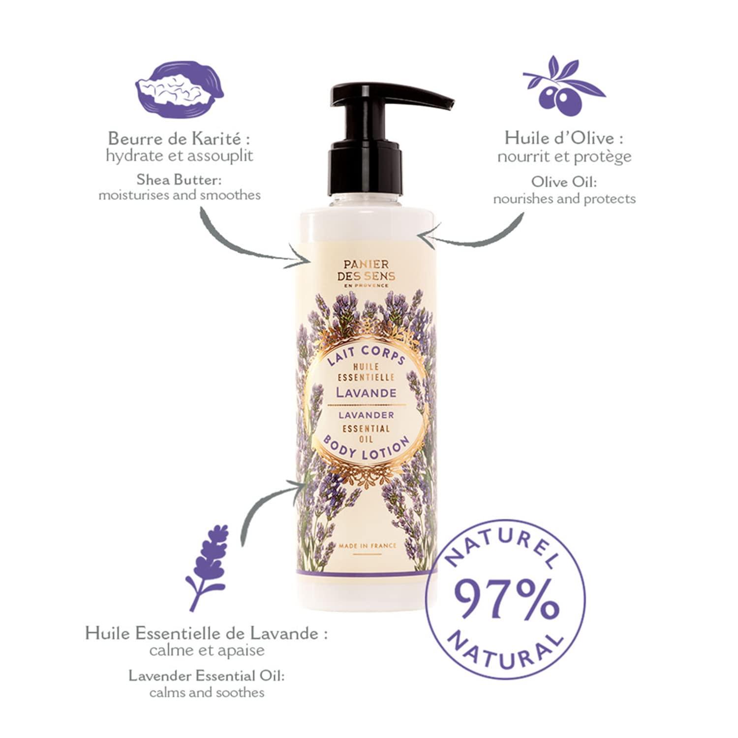 Panier des Sens Panier des Sens - Lavender Body Lotion for Dry Skin - Hydrating Body Cream for Women - Nourishing Fluid Body Moisturizer with Shea Butter & Olive Oil - 97% Natural Ingredients Body Care - 8.45 Floz