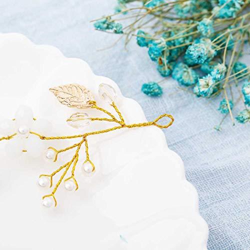 BAROGIRL Barogirl Bride Wedding Headband Gold Flower Hair Vine Pearl Bridal Hair Accessories for Women (Gold)