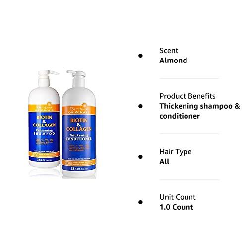 RENPURE Renpure Originals Biotin & Collagen Thickening Shampoo And Conditioner Set 32 Oz (Zero Sodium Chloride, Sulfate, Dyes Harsh Salts, Parabens, Gluten)