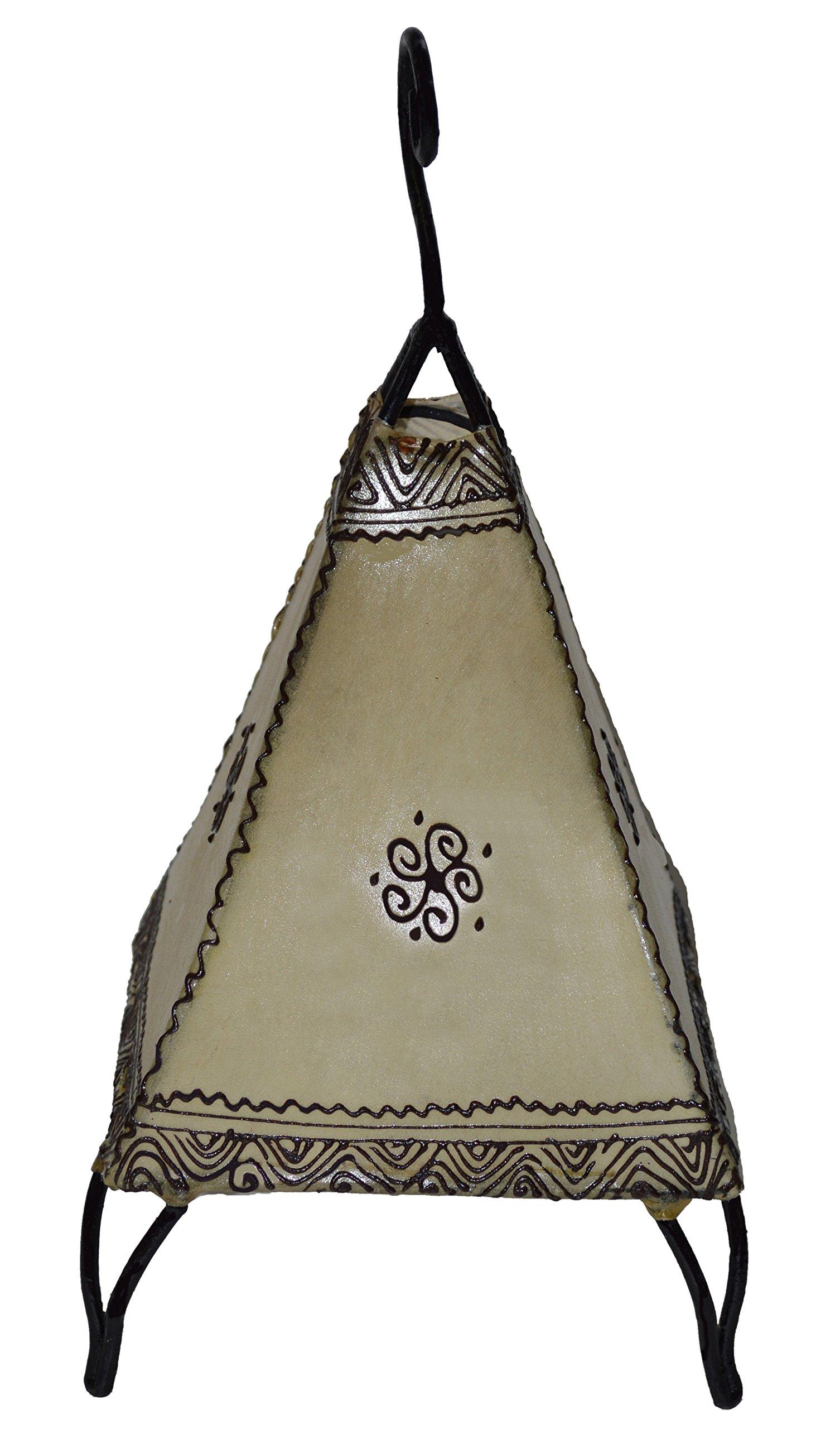 Treasures Of Morocco Henna Lamps & Sconces Moroccan Handmade Leather Lamp Henna Tattoo African Beige Medium Indoor