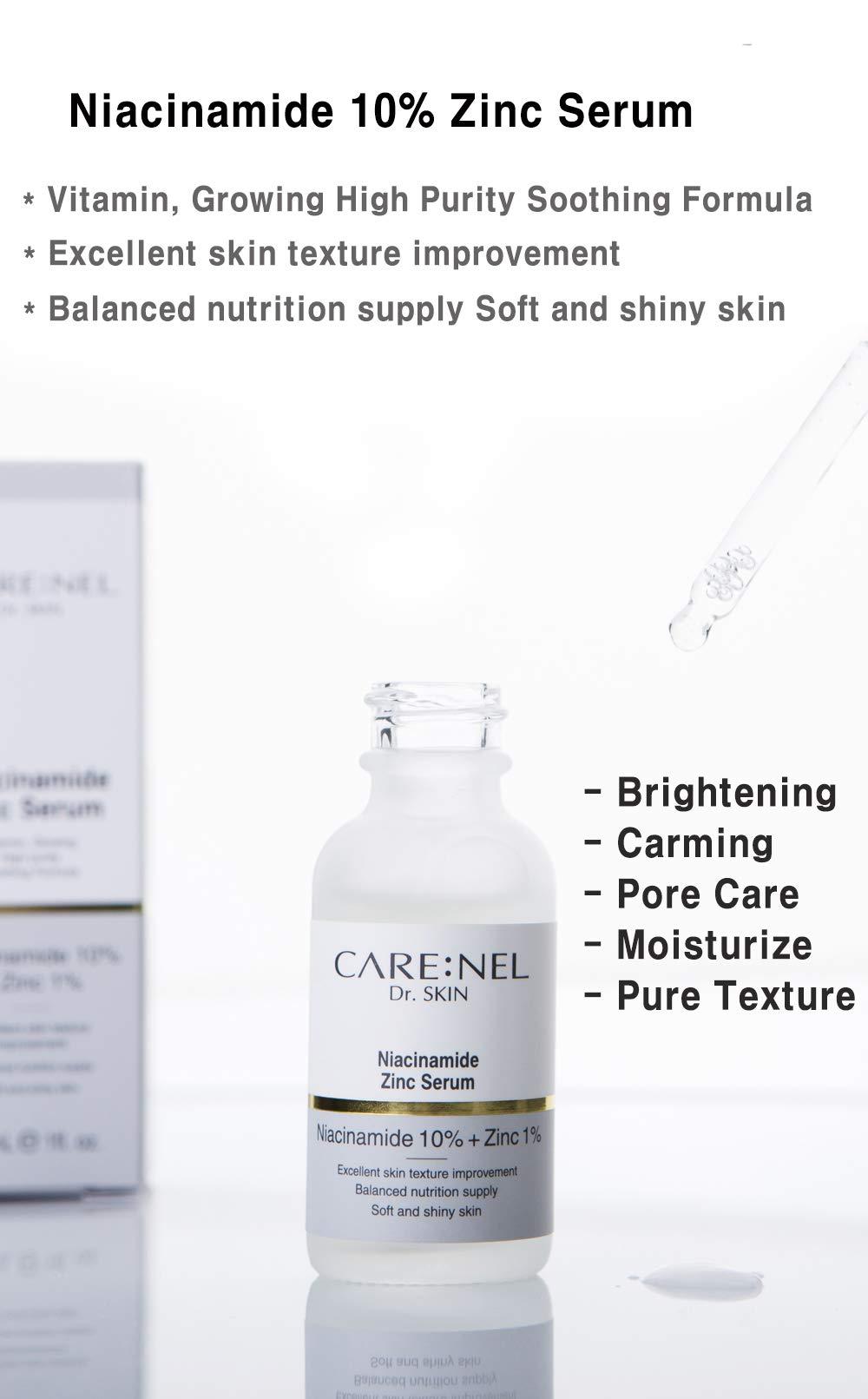 CARE:NEL Korean Skin Care Serum Vitamin B, C Serum for Face - Niacinamide 10% Zinc 1% - K Beauty Hydrating Facial Serum - 1fl.oz.(30ml)