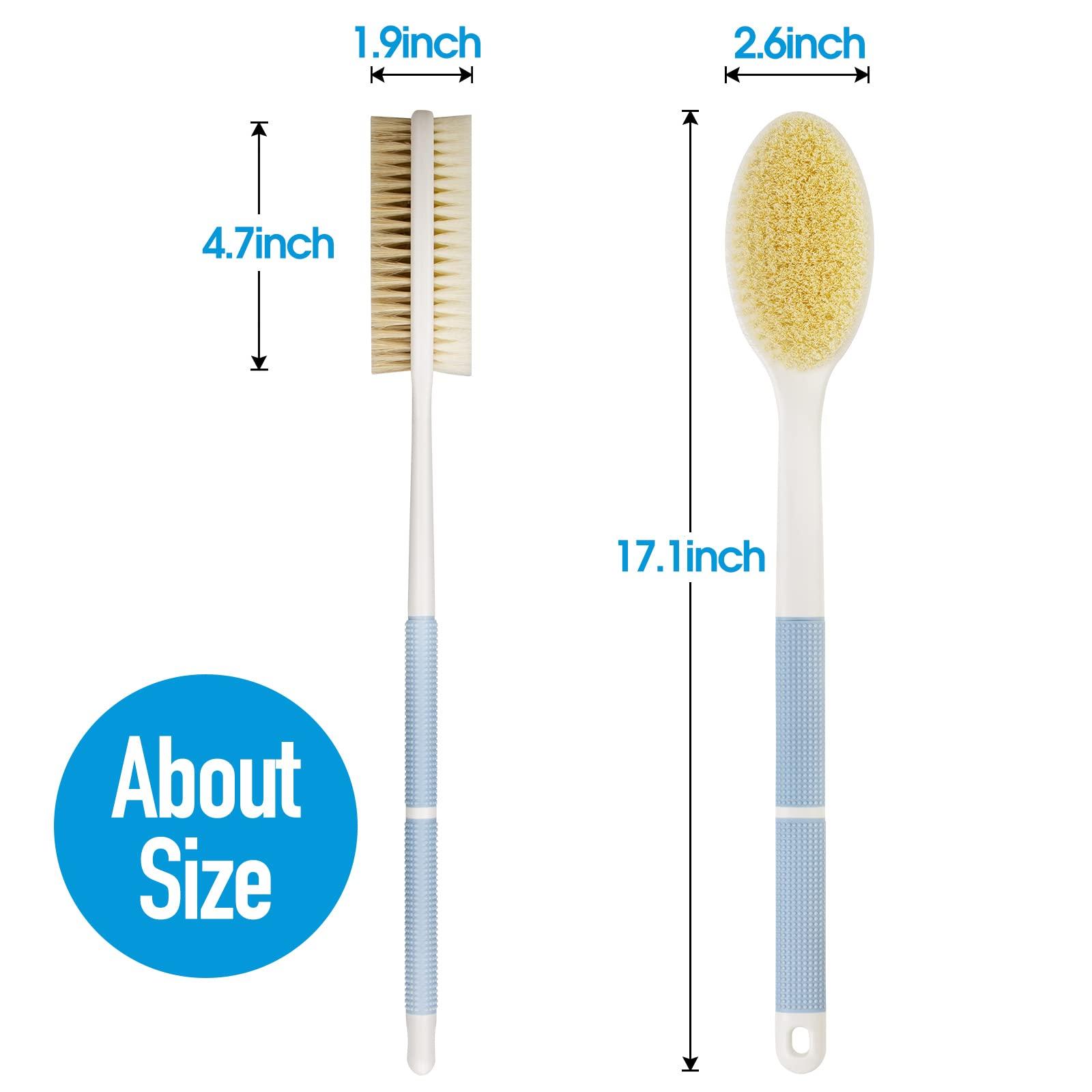 Backski Backski Back Scrubber Anti Slip for Shower,Shower Brush Long Handle with Stiff and Soft Bristles,Body Exfoliator for Bath or Dry Brush(Blue)
