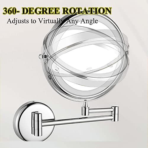 Contrence Wall Mounted Makeup Mirror with Magnification, 8'' HD Double Sided Bathroom Mirror, 360°rotatable, The Stand can be Folded and Unfolded, for Makeup and face Cleansing.-Matte Black||3X