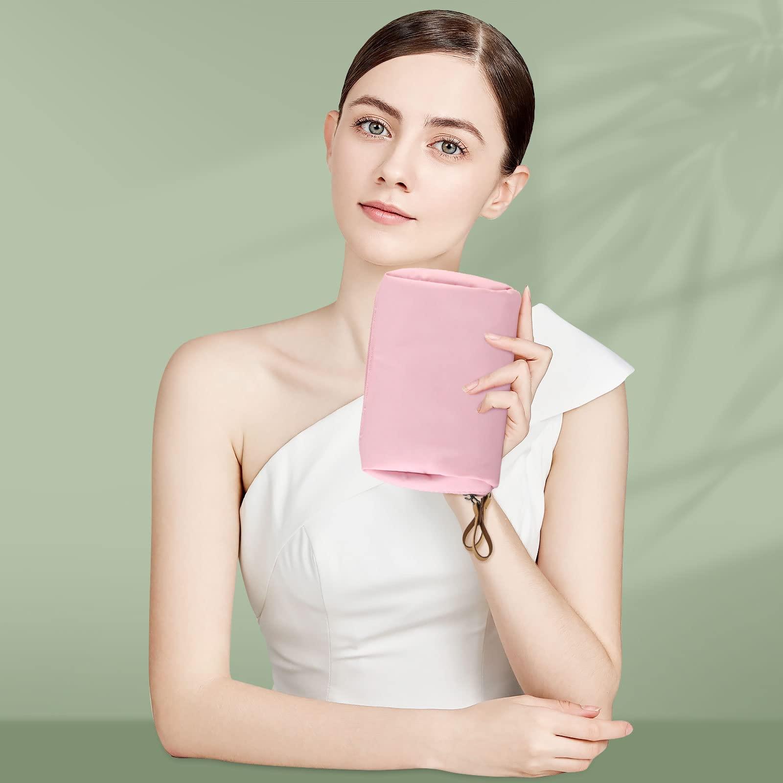 TSHAOUN TSHAOUN Travel Makeup Pouch, Small Cosmetic Bag 2023 New Travel Makeup, Waterproof Portable Travel Toiletry Pouch with Zipper,Travel Pouch for Women Toiletry and Makeup, Green Pink,