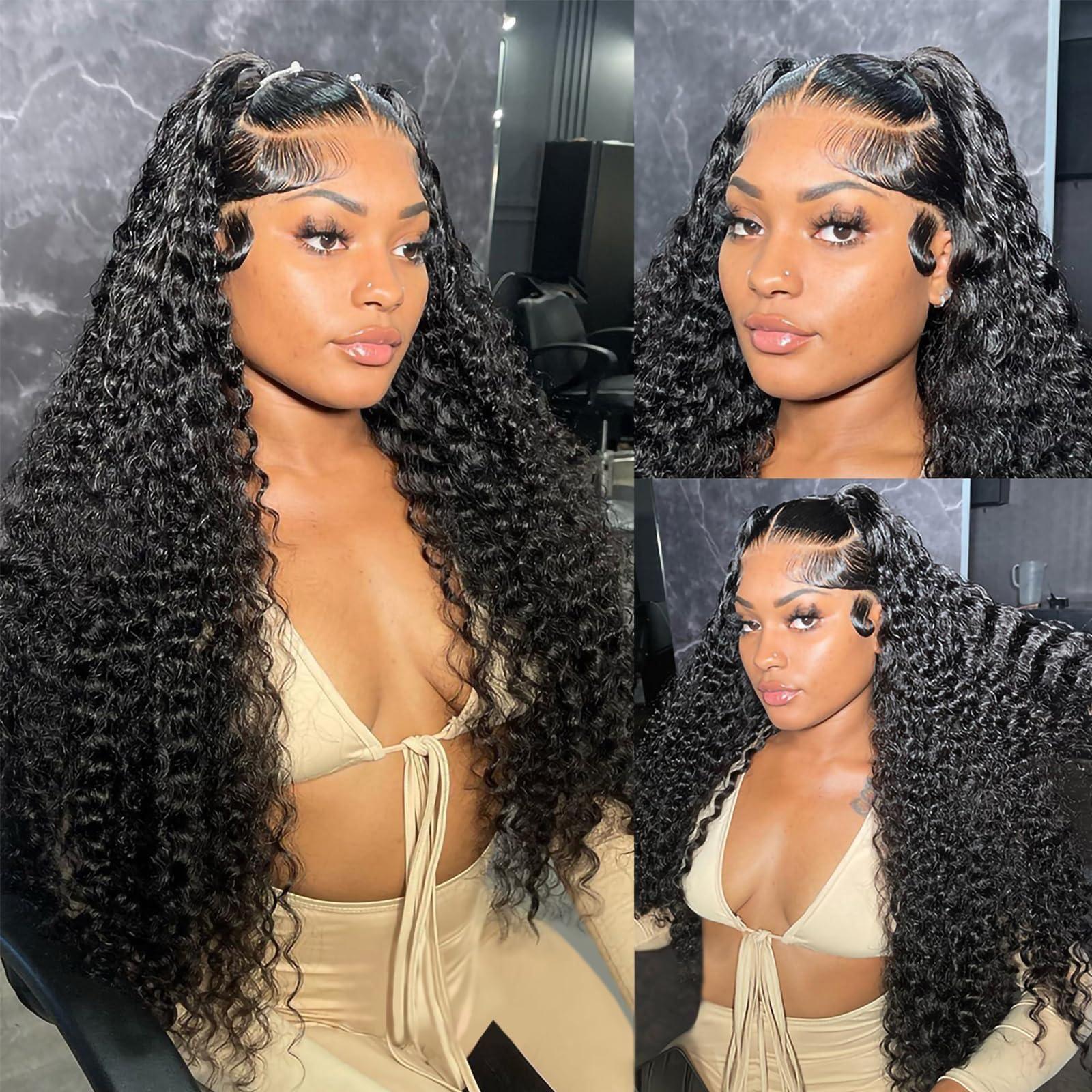 crownew 32 Inch 13x4 Hd Lace Front Wig Human Hair 180% Density Water Wave Lace Front Wigs Human Hair Pre Plucked With Natural Hairline Deep Wave Curly Frontal For Women Wet And Wavy Glueless Tangle Free