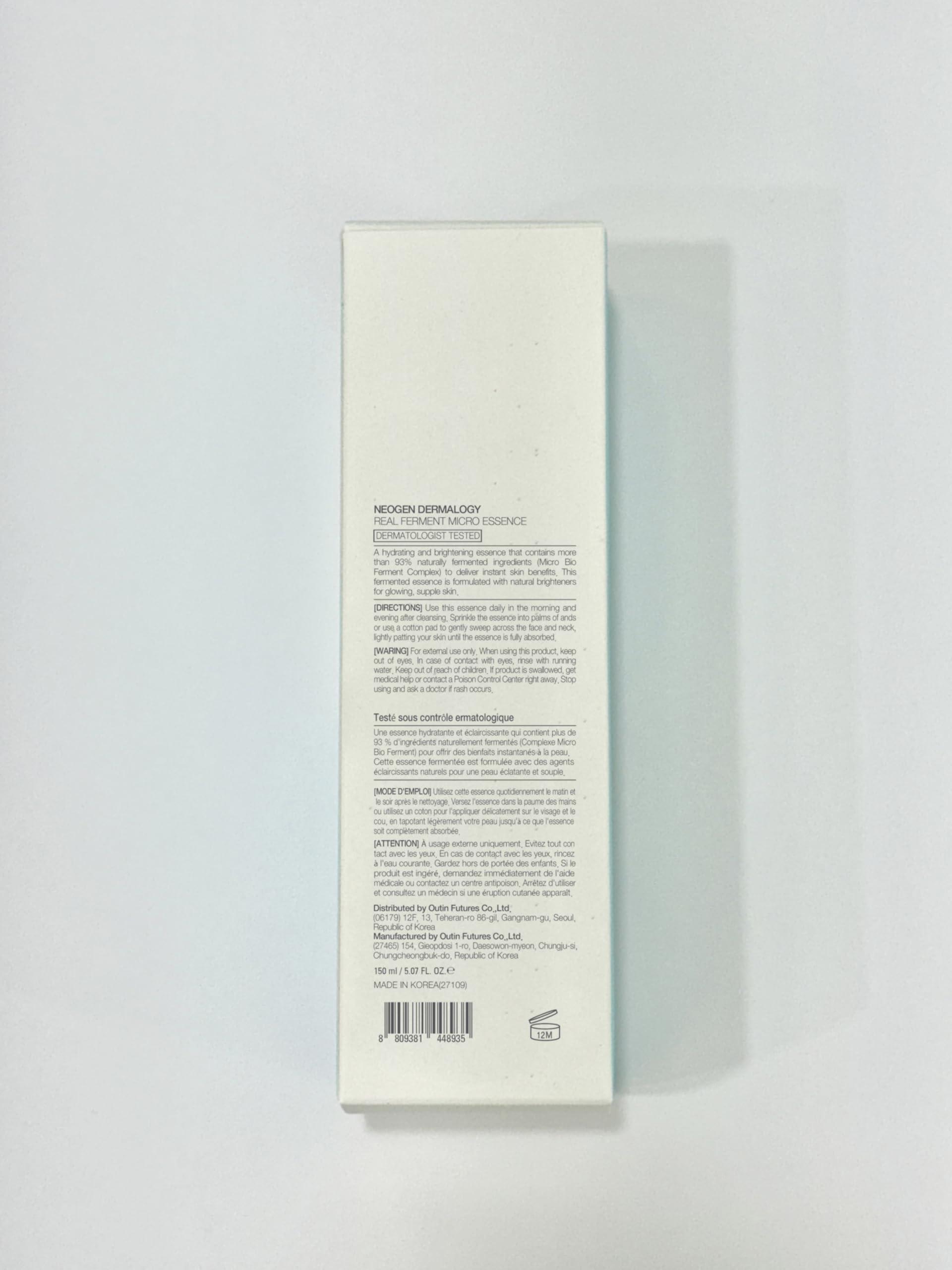 DERMALOGY by NEOGENLAB NEOGEN DERMALOGY Real Ferment Micro Essence 5.07 Fl Oz (150ml) - 93% Naturally Fermented Facial Essence, Instantly Hydrates and Delivers Healthy Supple Skin - Korean Skin Care