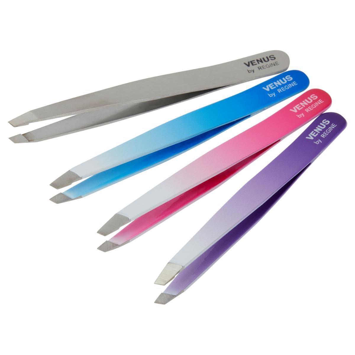 Regine Switzerland Venus by Regine Slant Tweezers - Handmade Precision Tool for Women & Men, 25-Degree Angle for Shaping Eyebrows & Grooming Facial Contours, Suitable for Eyebrow & Facial Hair Removal (Lavender Ombre)