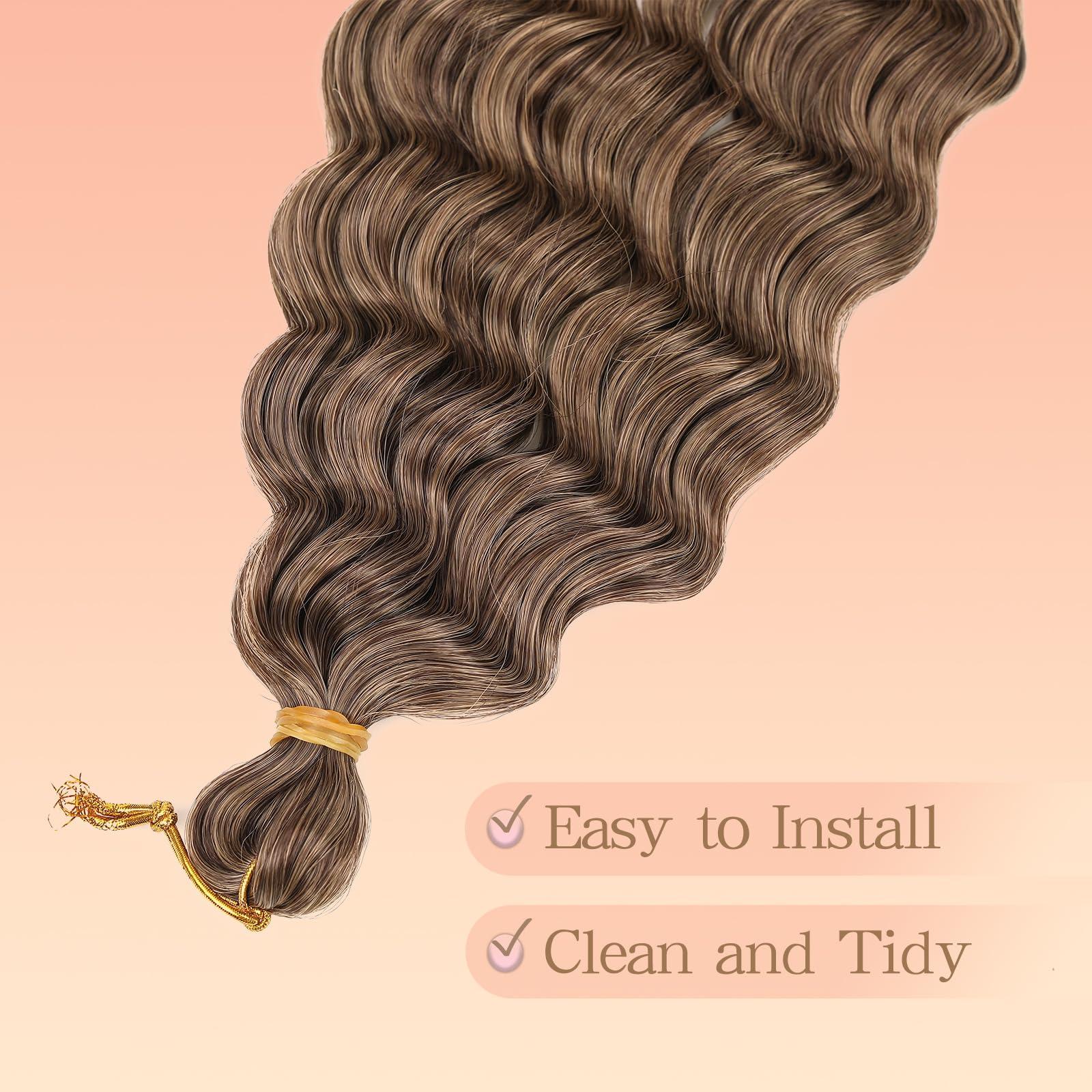 Love ORNAN Ocean Wave Crochet Hair 24 inch 7 Packs Long Deep Wave Curly Braiding Hair Soft Synthetic Curly Crochet Hair For Black Women(24 Inch, 4/27